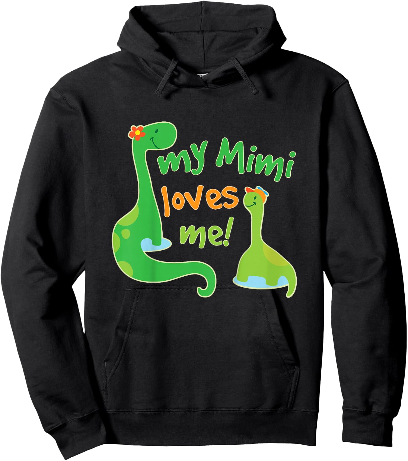 Kids My Mimi Loves Me Grandson Dinosaur Hoodie - Hoodie | Black