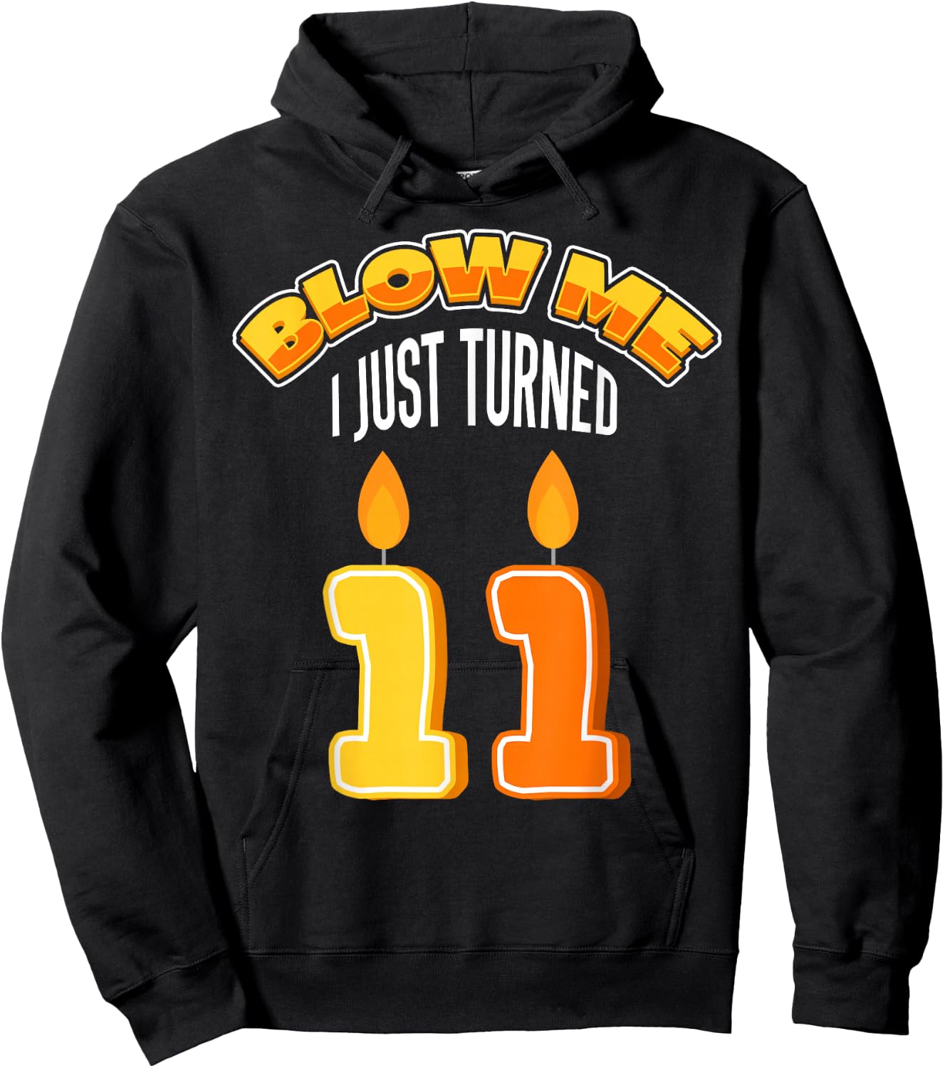 Candle 11 Birthday Party Decor Wishes Blow Candlelight Cake Hoodie - Hoodie | Black