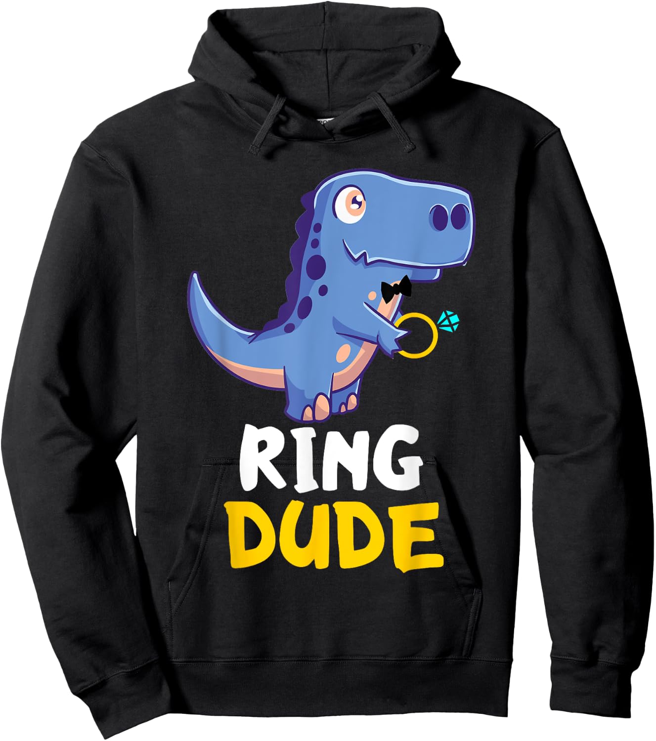 Ring Bearer Ring Dude Dino T-Rex Wedding Party Security Ring Hoodie - Hoodie | Black