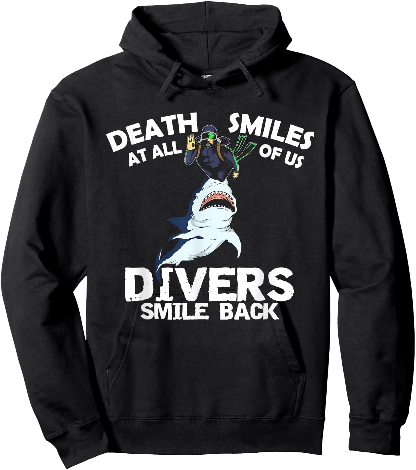 Divers Just Smile Back, Scuba Diver Shark Hoodie - Hoodie | Black