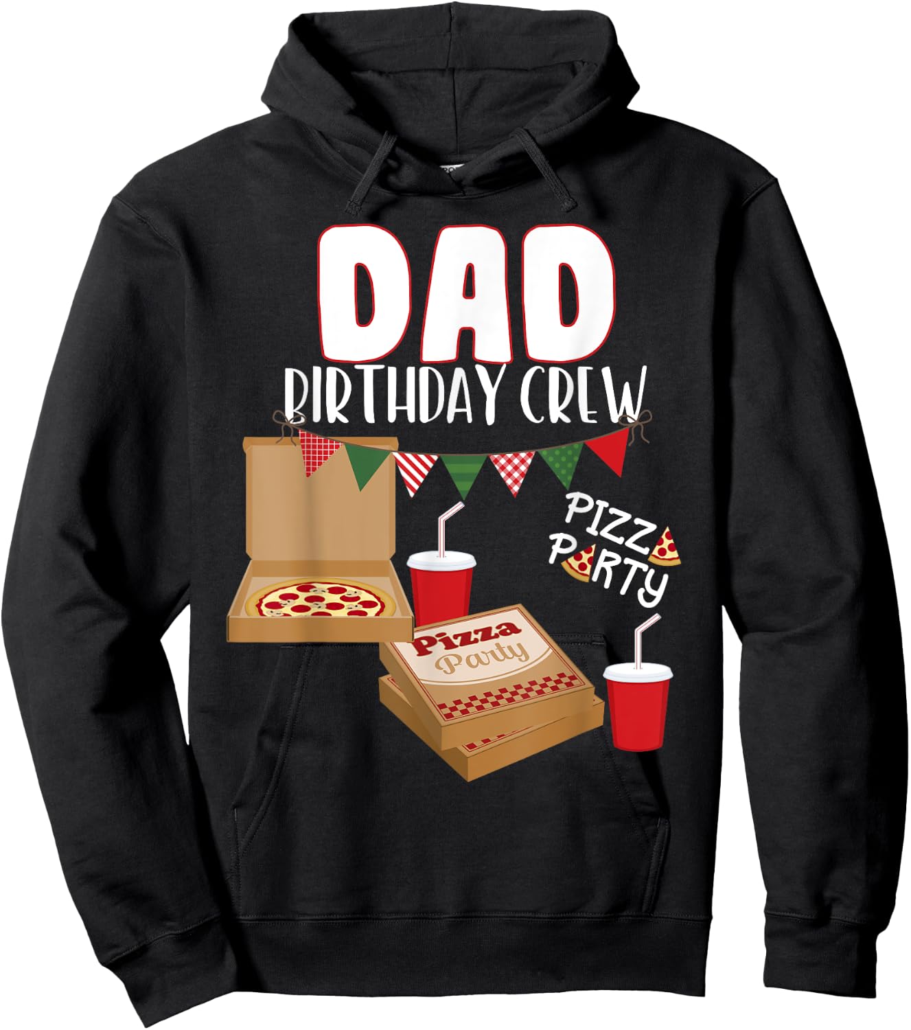 Dad Birthday Crew Pizza Theme Birthday Pizza Lover Party Hoodie - Hoodie | Black