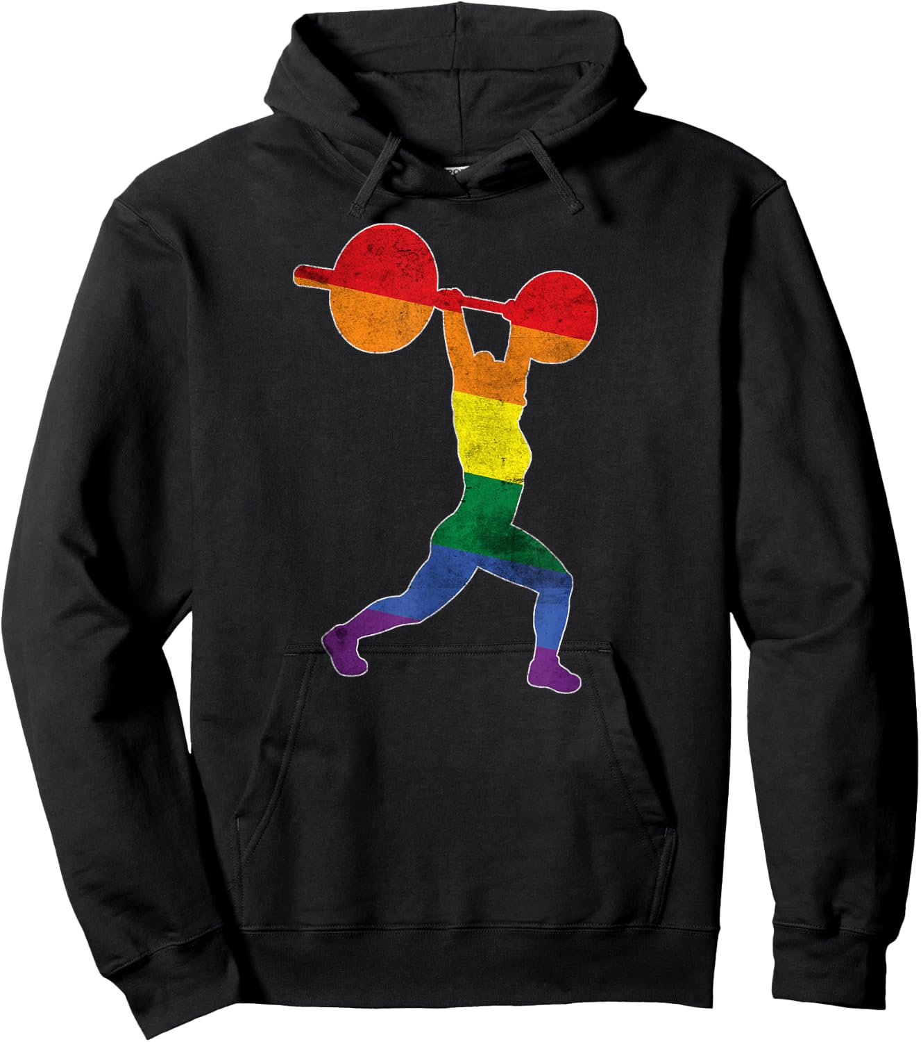 Gay Pride Weightlifting training Gym distressed look Hoodie - Hoodie | Black