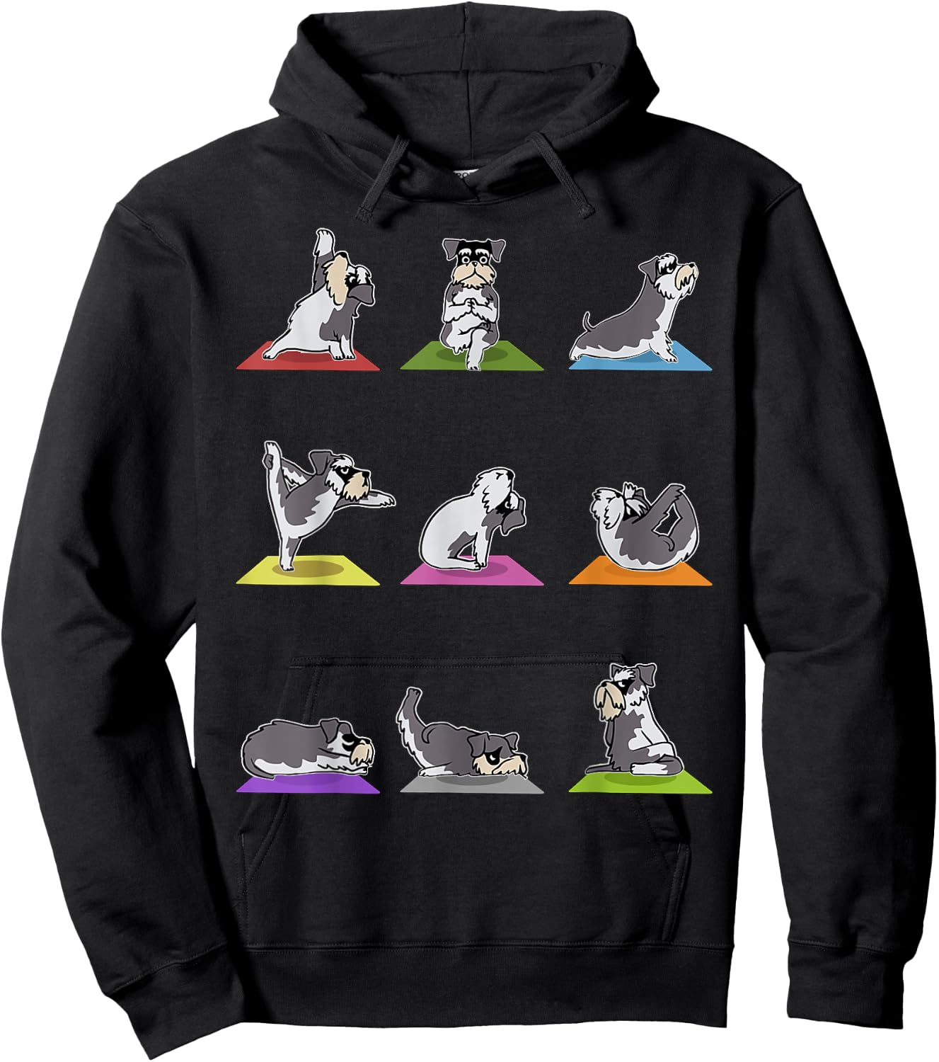 Funny Miniature Schnauzer Dogs Yoga Poses Meditation Lovers Hoodie - Hoodie | Black