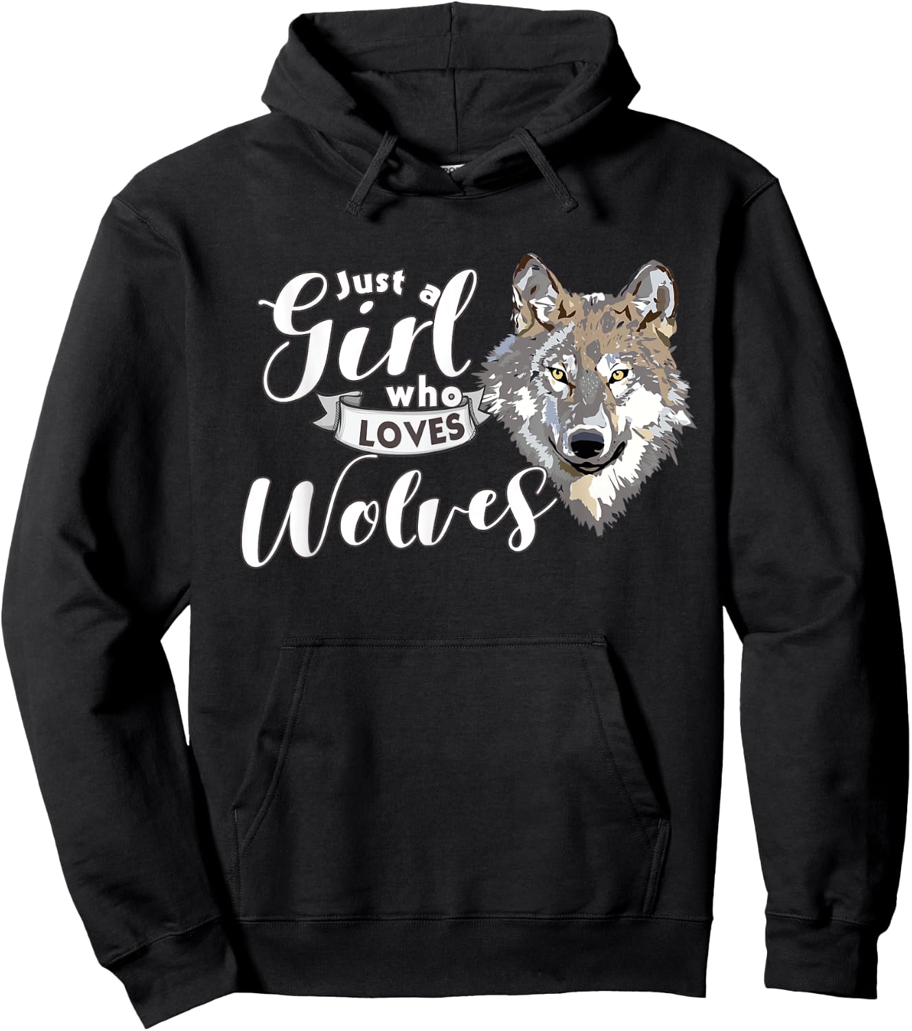 Just a Girl Who Loves Wolves Cute and Girls Hoodie - Hoodie | Black