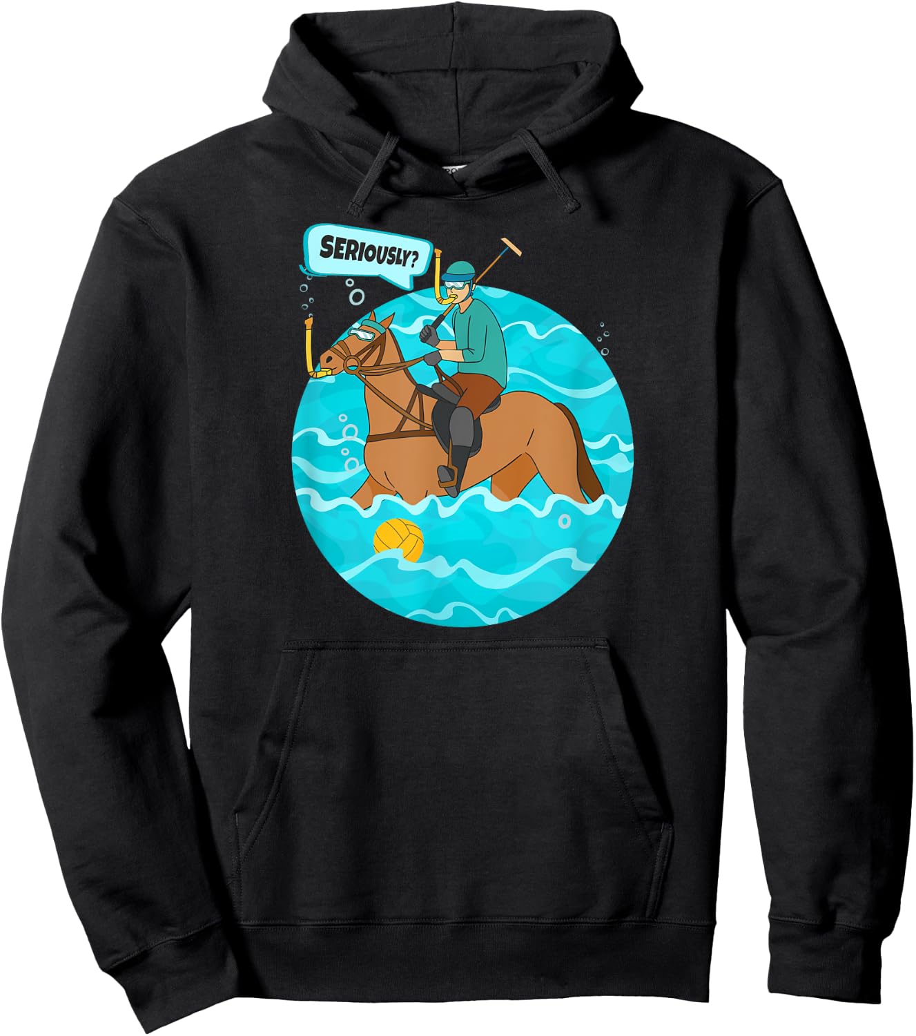 Funny Water Polo Player on Horse Playing Water Polo Hoodie - Hoodie | Black