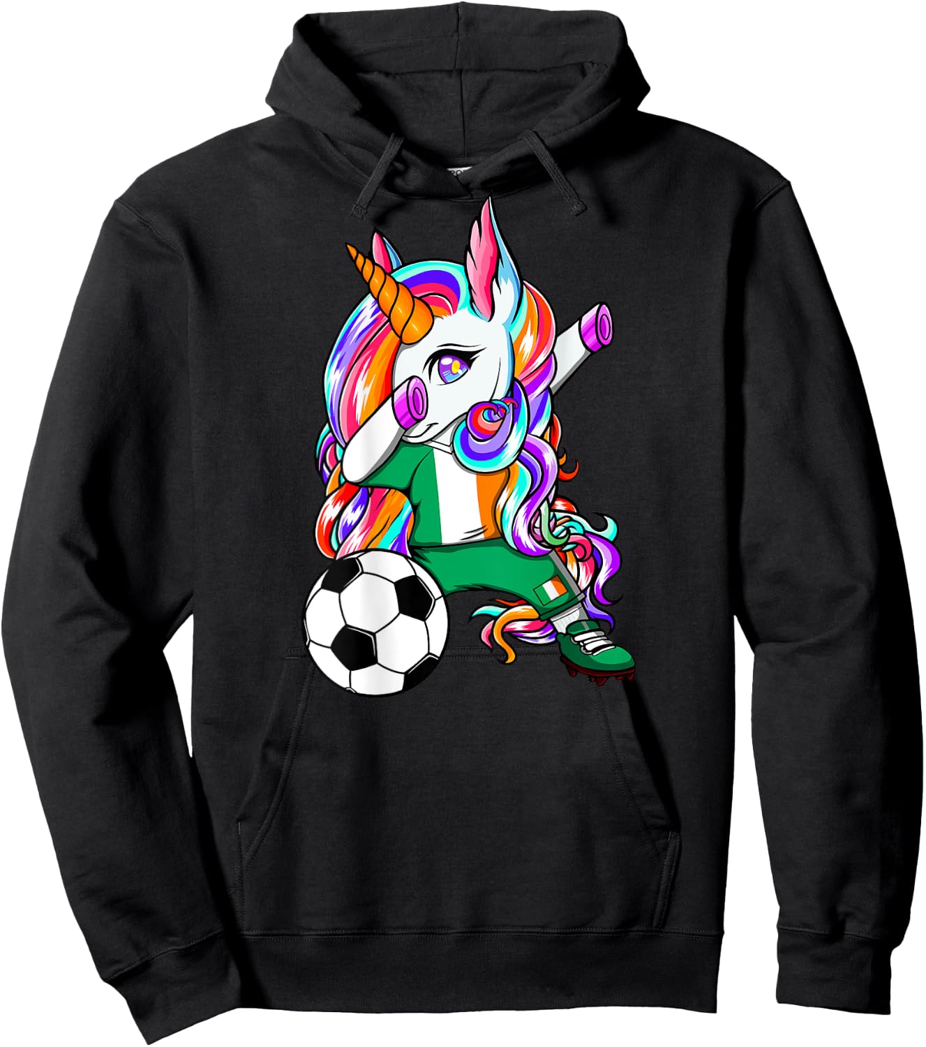 Dabbing Unicorn Ireland Soccer Lovers Jersey Irish Football Hoodie - Hoodie | Black