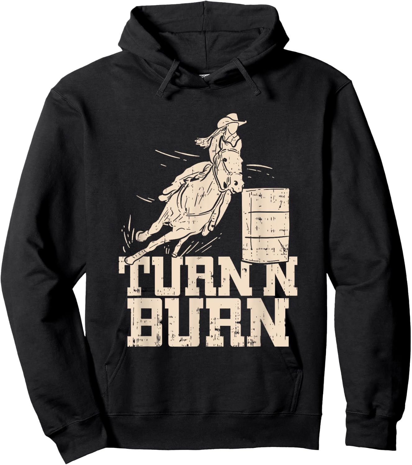 Rodeo Lover Turn N Burn Funny Barrel Racing Hoodie - Hoodie | Black