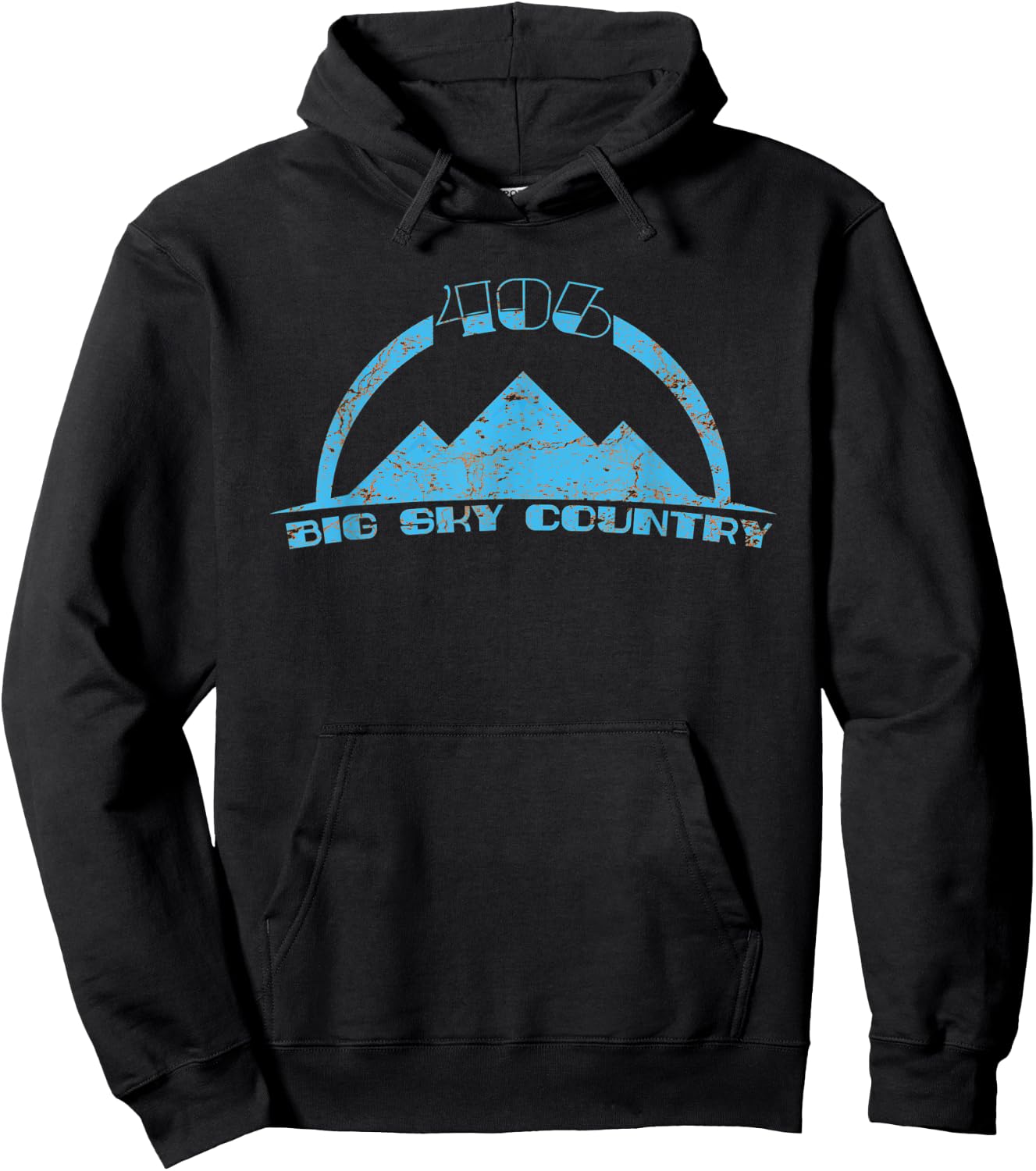 406 Big Sky Country Montana Distressed State Pride Hoodie - Hoodie | Black