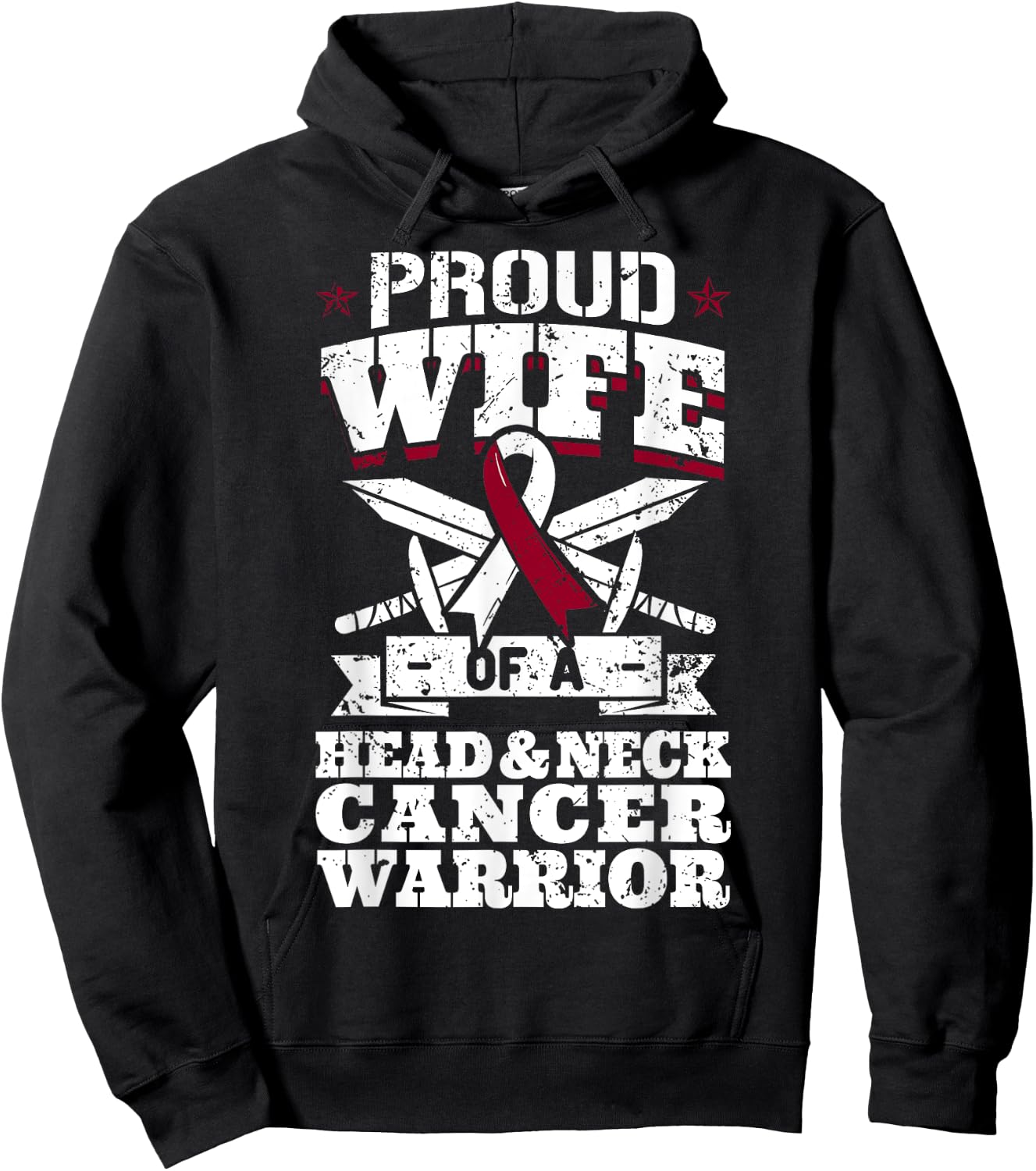 Proud Wife Of A Head & Neck Cancer Warrior Awareness Ribbon Hoodie - Hoodie | Black