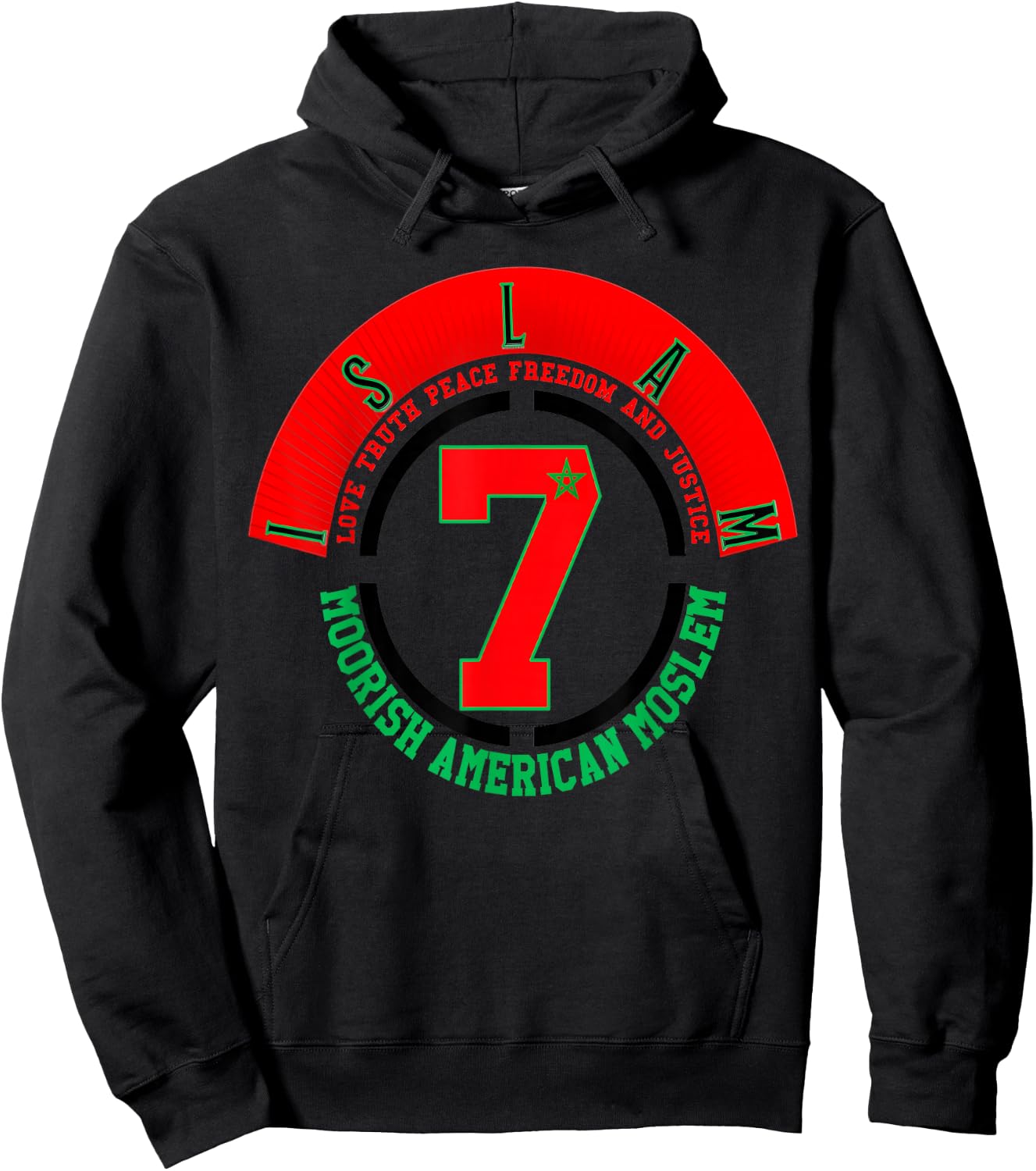 Moorish American Stylized Circle 7 Hoodie - Hoodie | Black