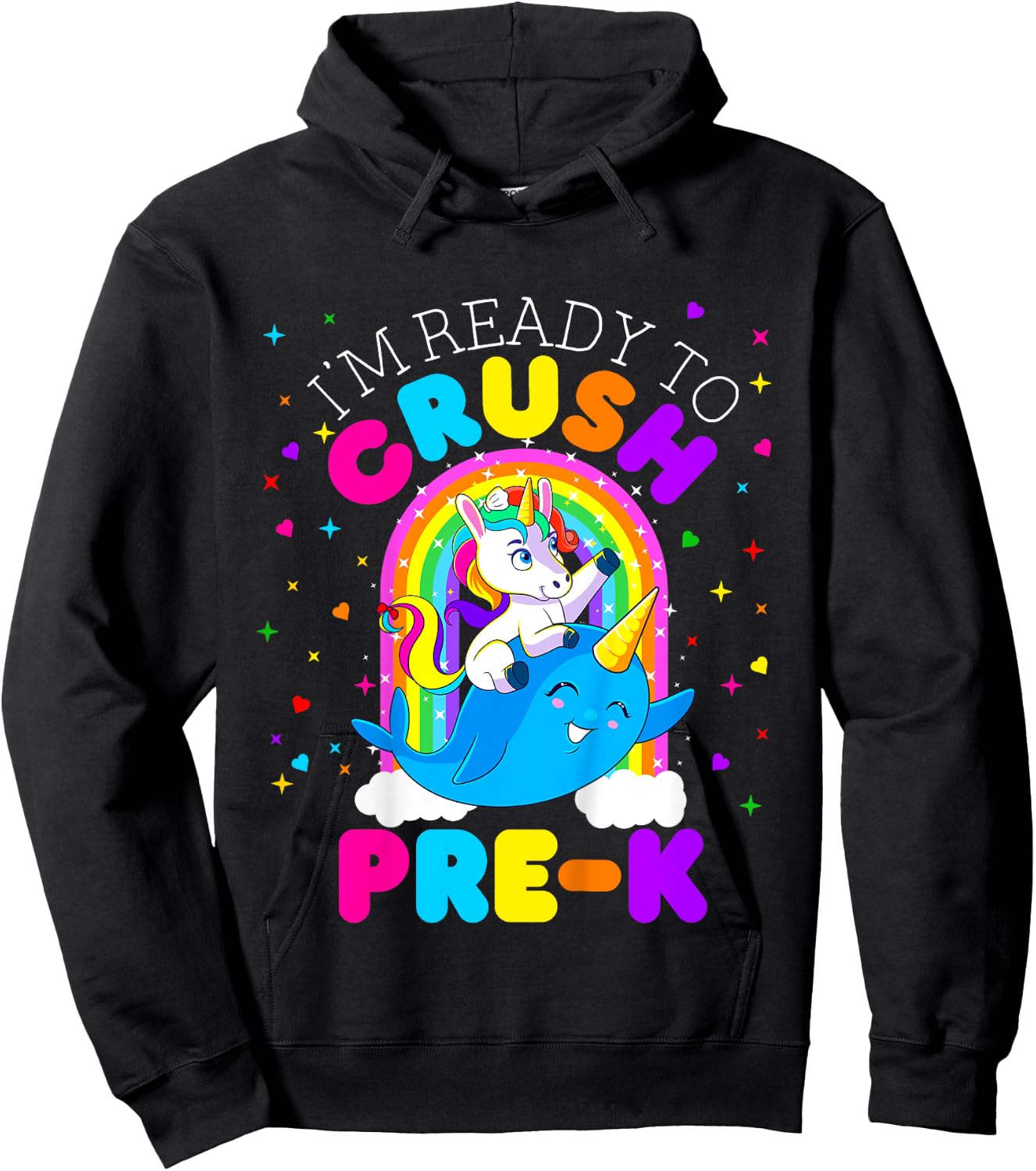 Kids I'm Ready to Crush Pre K Unicorn First Day of PreK Girls Hoodie - Hoodie | Black