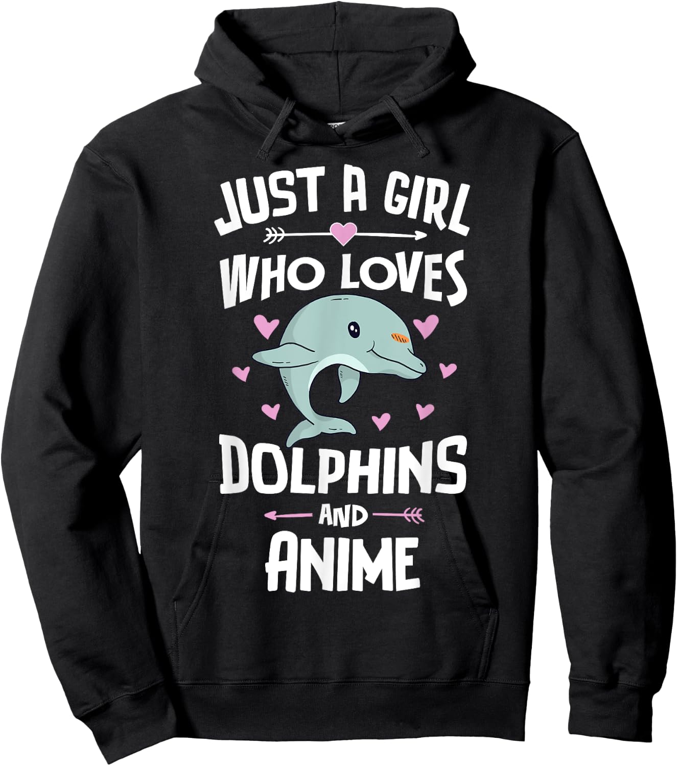 Just A Girl Who Loves Dolphins And Anime Gift Women Hoodie - Hoodie | Black
