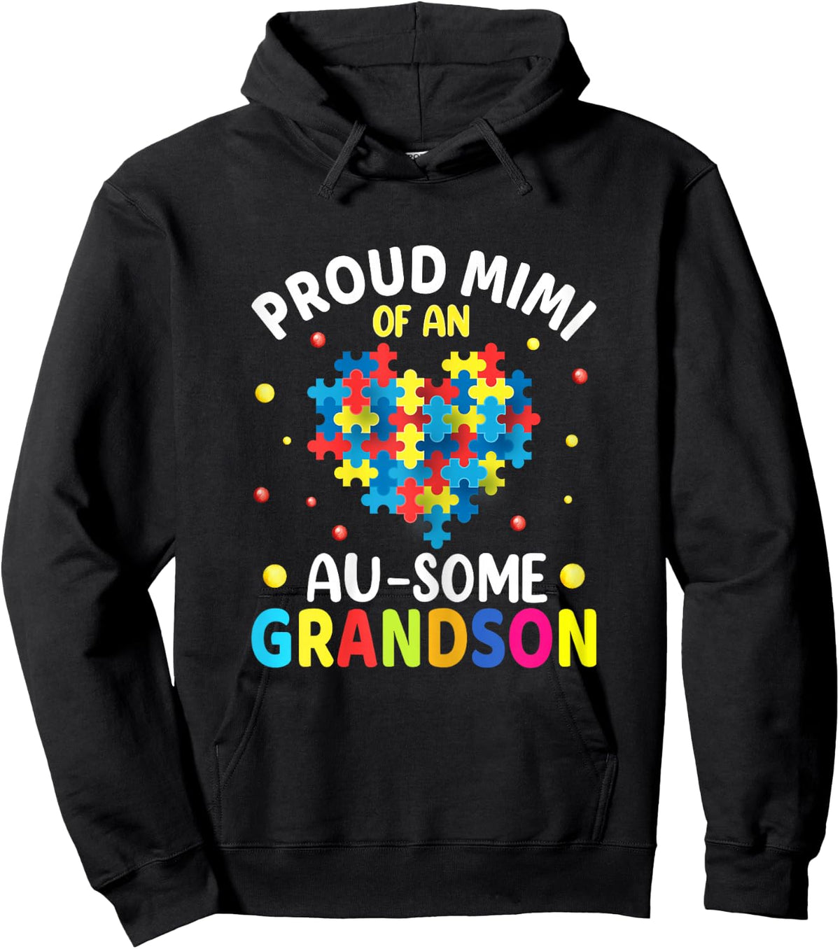 Proud Mimi of An Awesome Grandson - Autism Awareness Grandma Hoodie - Hoodie | Black