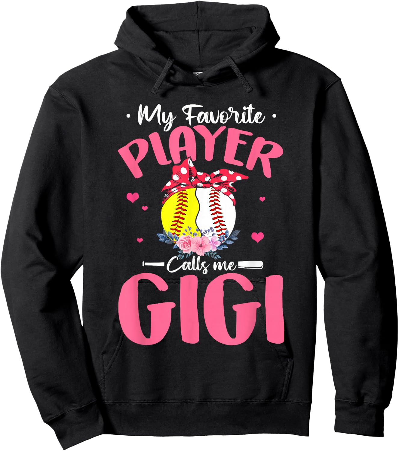 My Favorite Player Calls Me Gigi Funny Softball Baseball Hoodie - Hoodie | Black