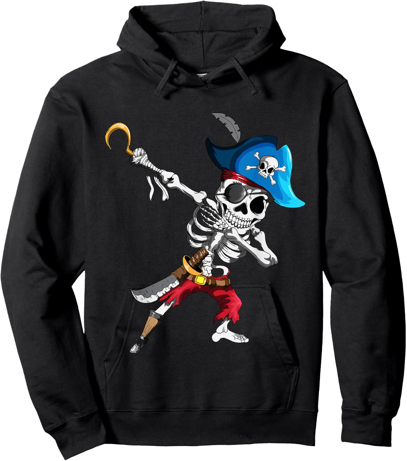 Dabbing Pirates Skeleton Eye Flap Pirate Ship Halloween Hoodie - Hoodie | Black