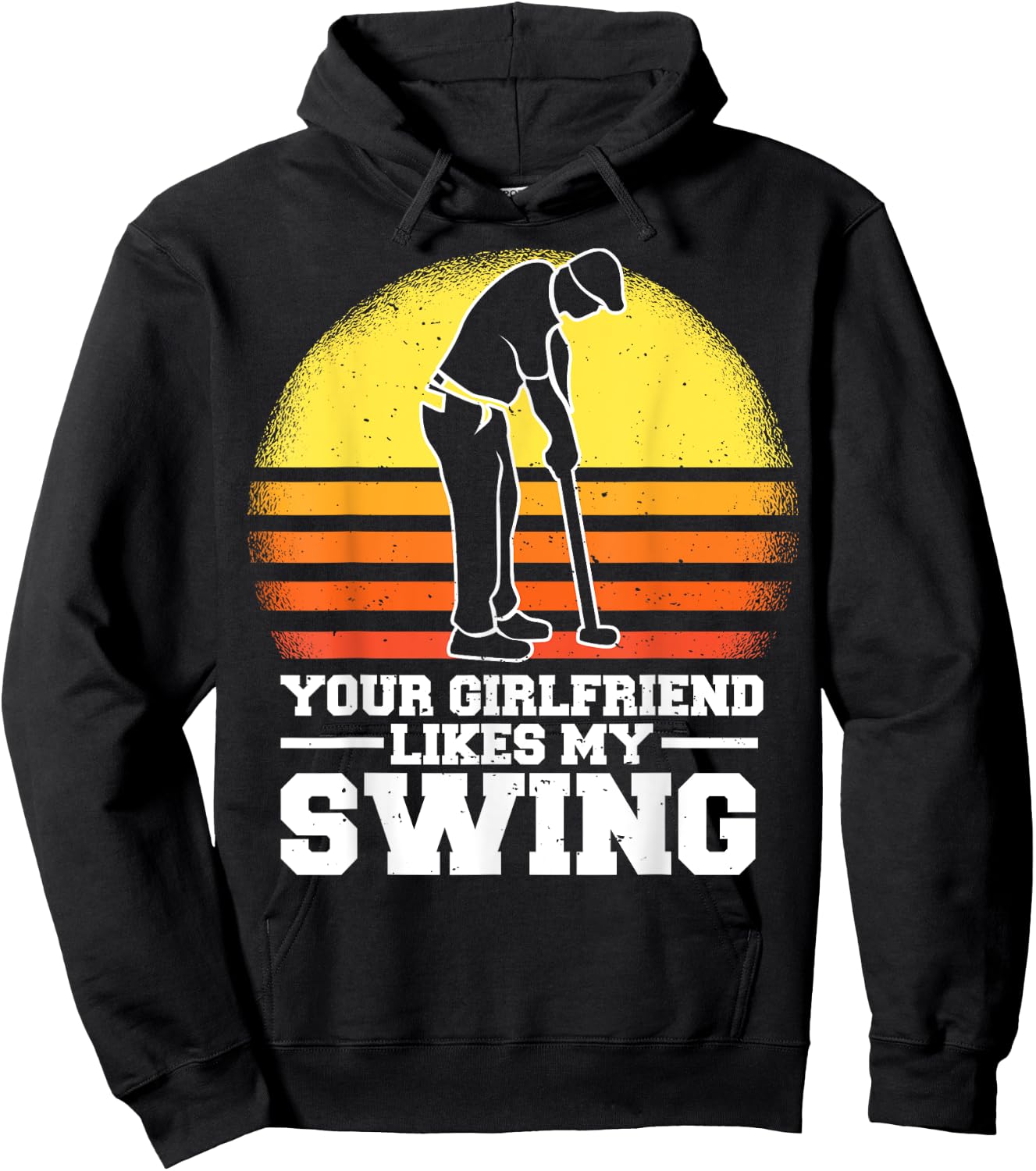 Your Girlfriend Likes My Swing Funny Golf Kids Hoodie - Hoodie | Black