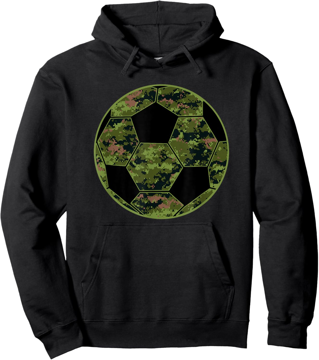 Green Camo Camouflage Soccer Ball Hoodie - Hoodie | Black