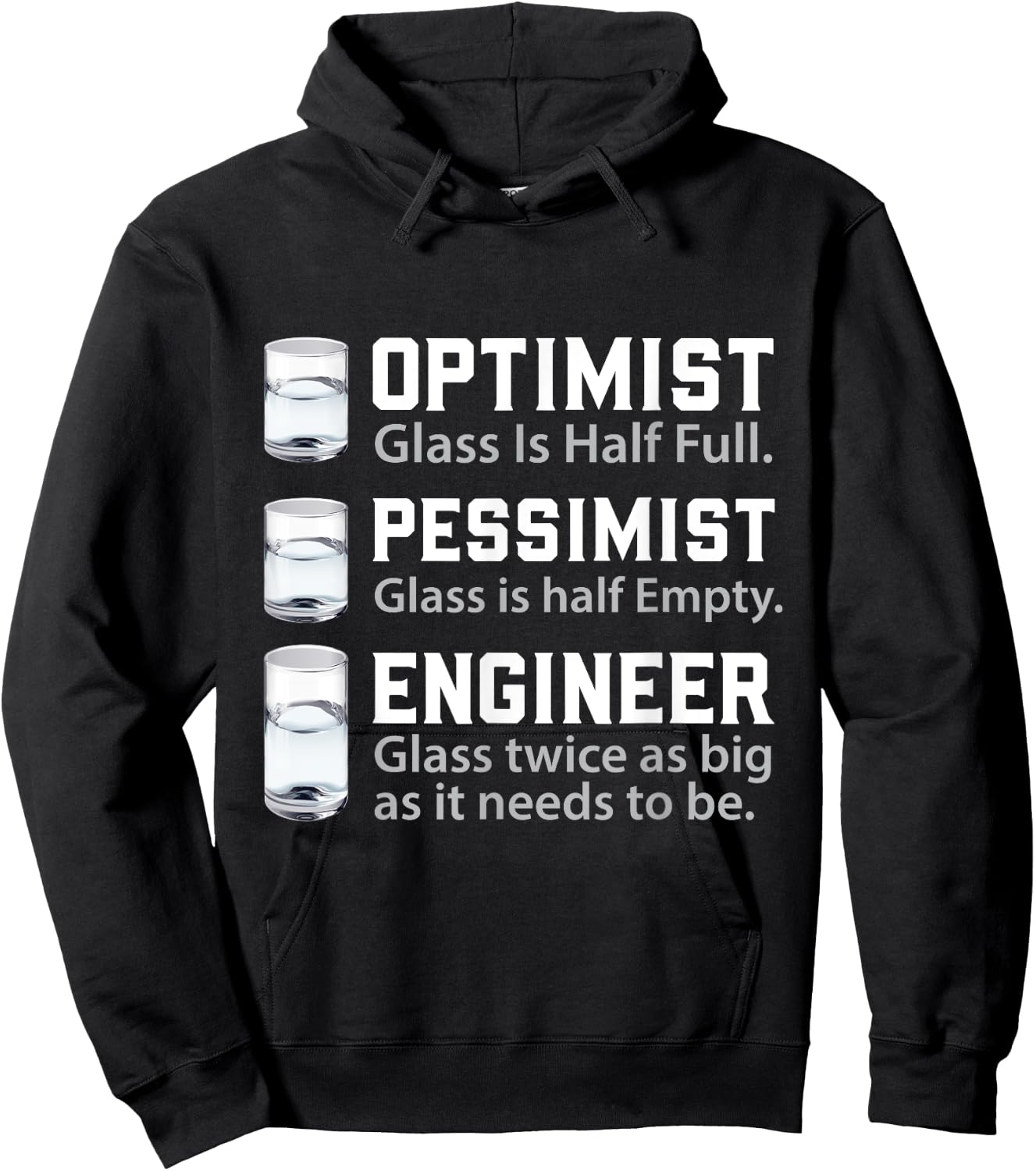 Optimist Pessimist Engineer Funny Engineering Hoodie - Hoodie | Black