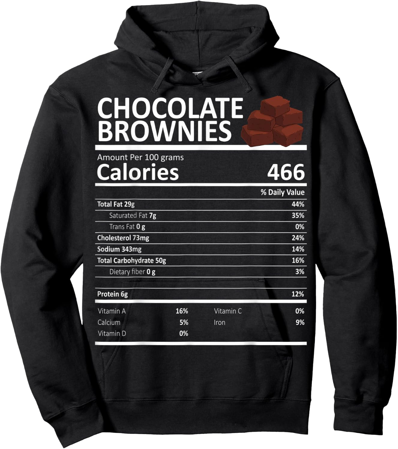 Chocolate Brownies Nutritional Facts Thanksgiving X-Mas Hoodie - Hoodie | Black