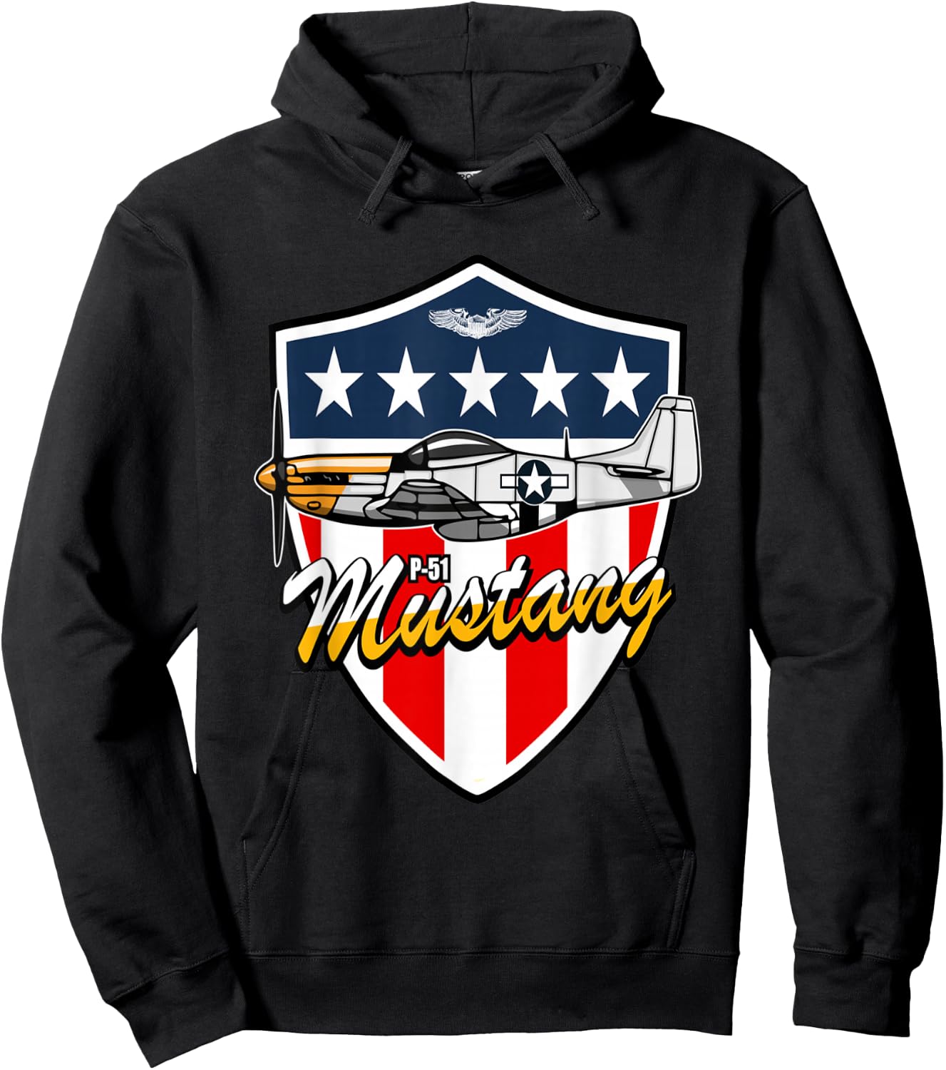 P-51 Mustang WWII Fighter Plane US Military Aviation History Hoodie - Hoodie | Black