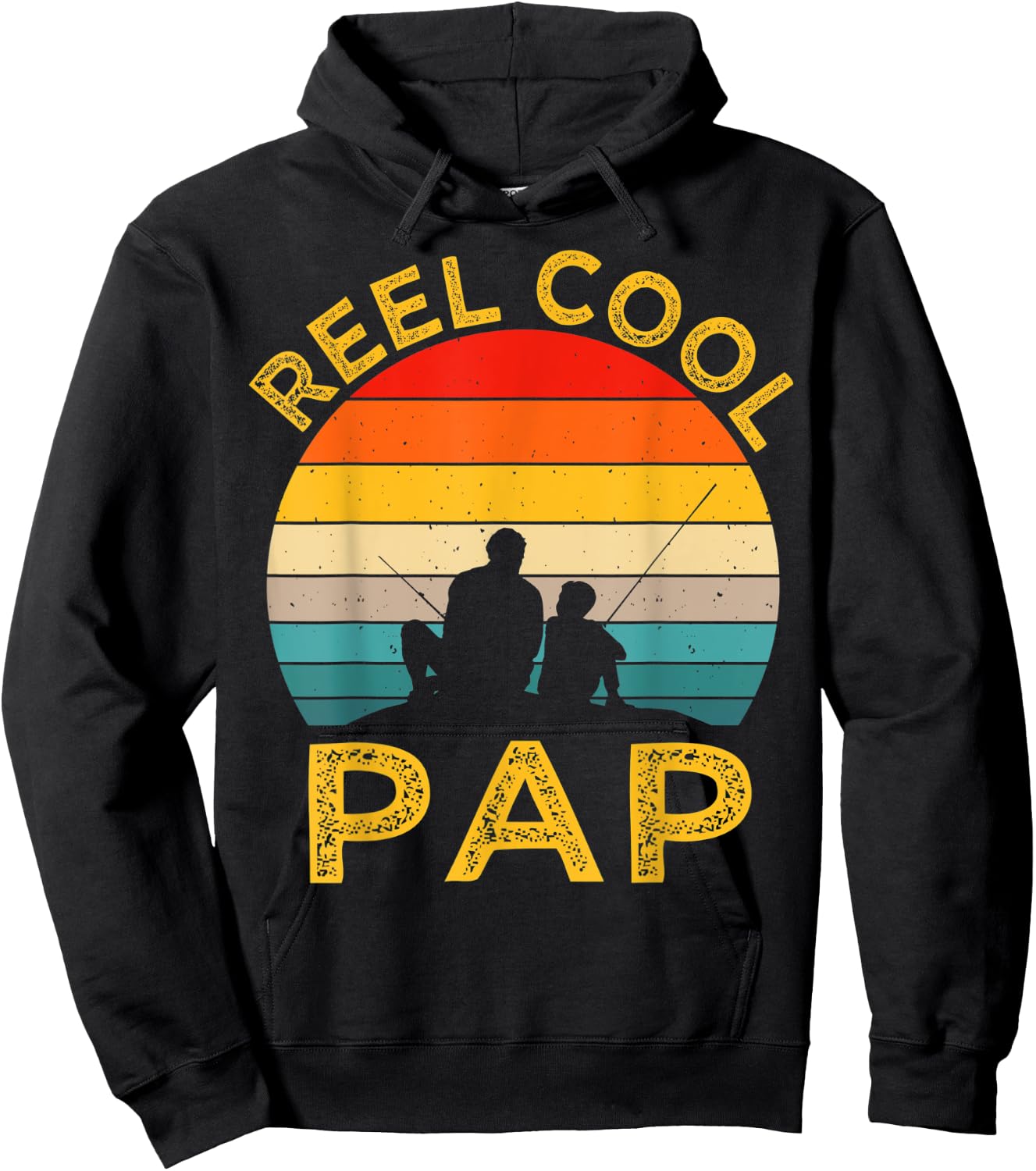 Reel Cool PAP Fishing Daddy Vintage Grandpa Fathers Day Hoodie - Hoodie | Black