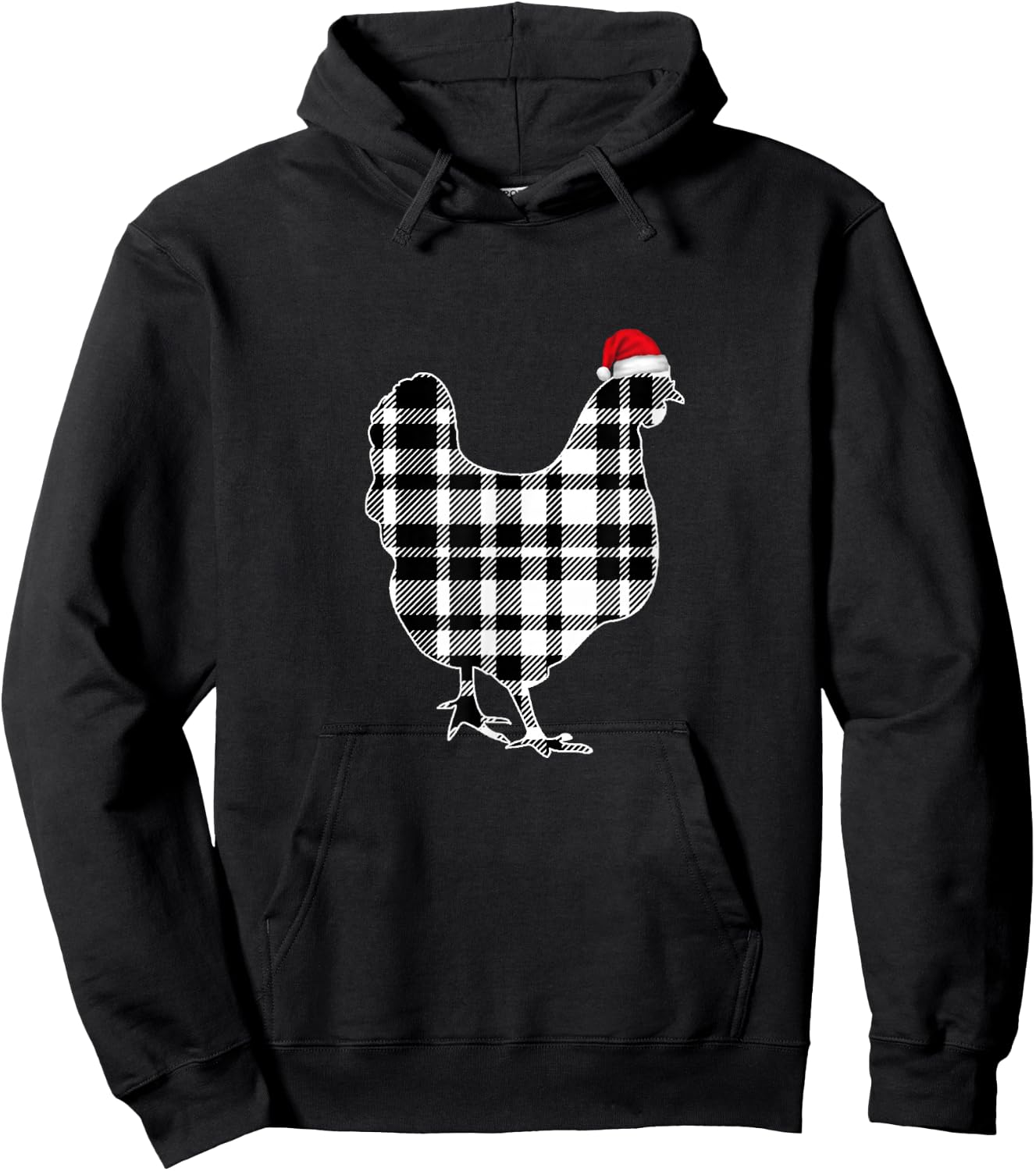 Chicken Christmas Shirt Black And White Buffalo Plaid Pajama Hoodie - Hoodie | Black