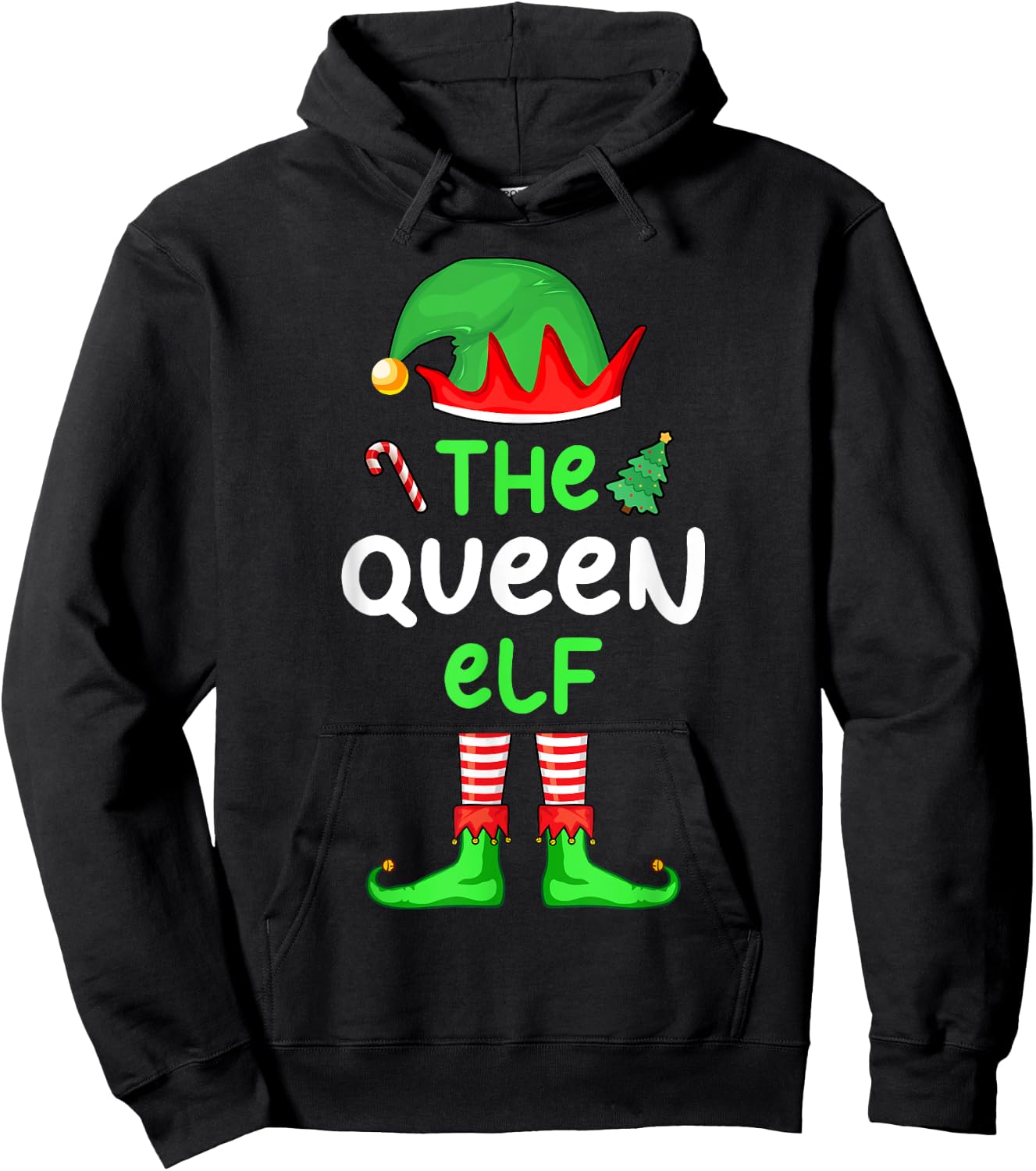 I'm The Queen Elf Christmas Family Matching Pajama Hoodie - Hoodie | Black