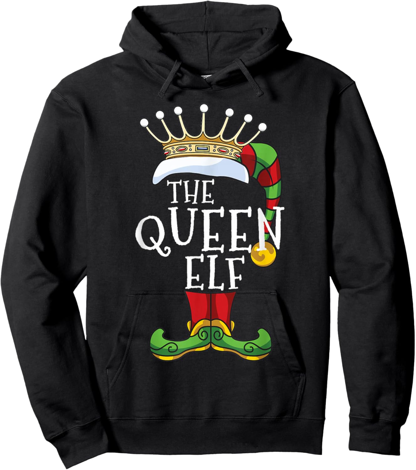 The Queen Elf Family Matching Christmas Group Funny Hoodie - Hoodie | Black