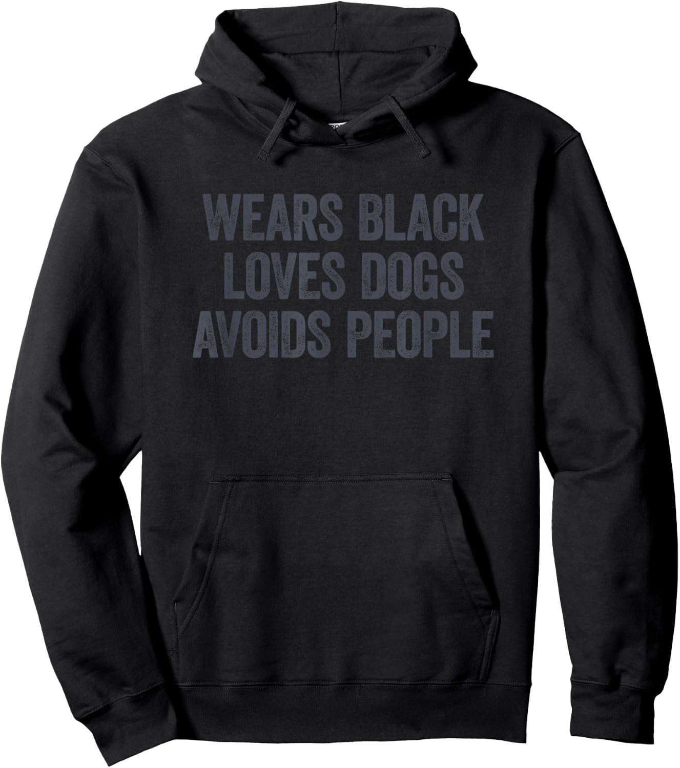 Wears Black Loves Dogs Avoids People Hoodie - Hoodie | Black