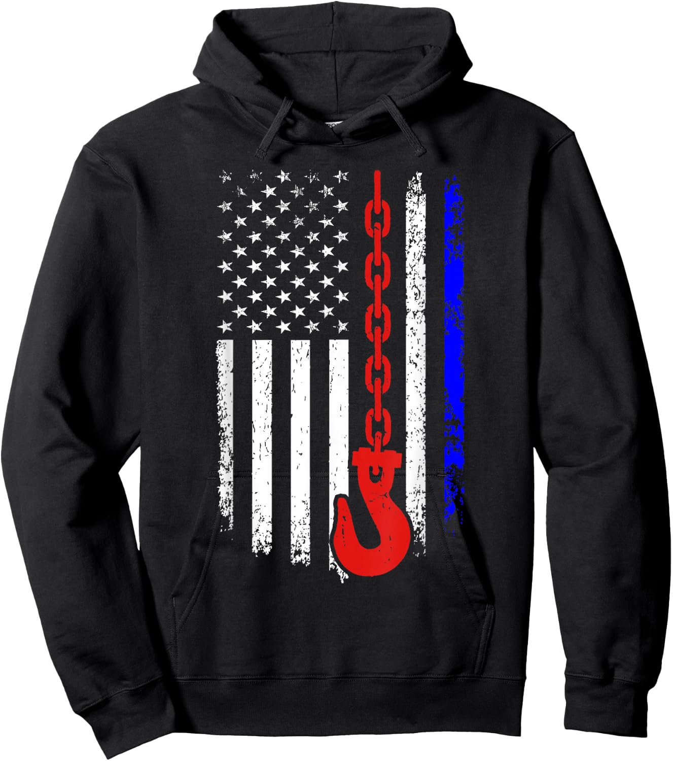 Tow Truck Driver American Flag 4th of July Patriotic USA Hoodie - Hoodie | Black