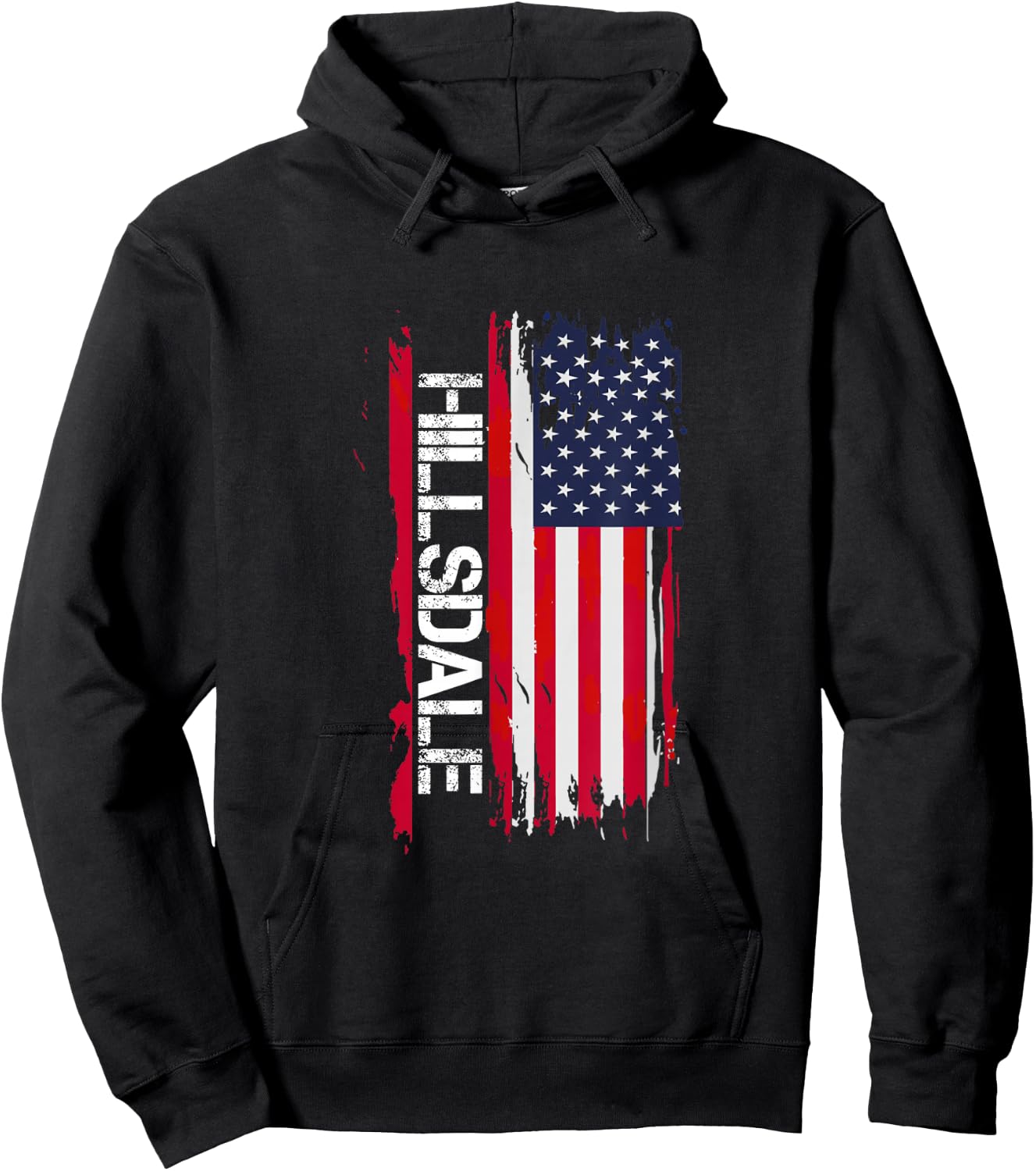 Hillsdale City USA Flag Black Modern Lightweight Cotton 60% Polyester 40% Adult Men's Small Short Sleeve Hoodie - Hoodie | Black