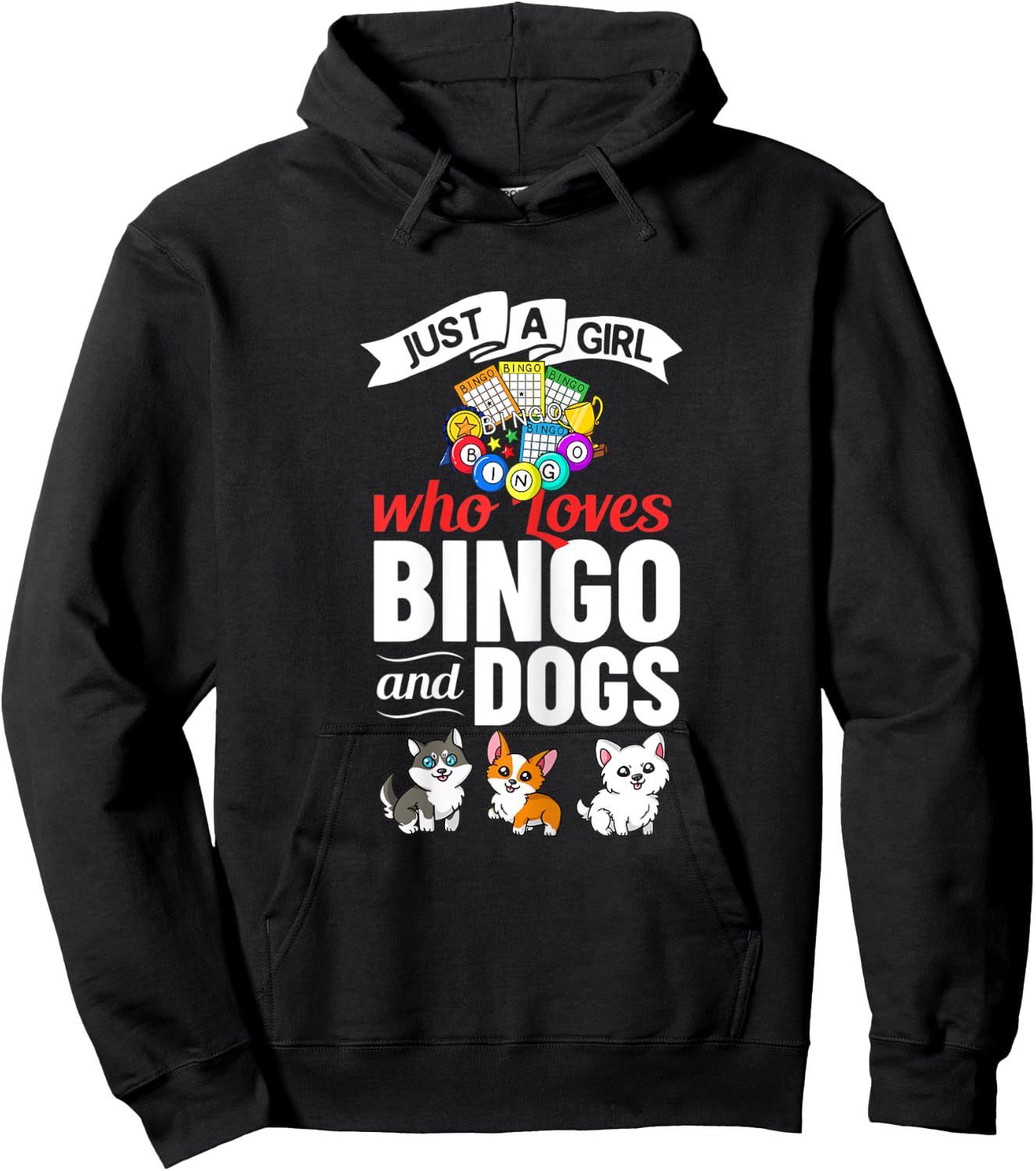 Dog Bingo Game Player Caller Card Board Balls Hoodie - Hoodie | Black