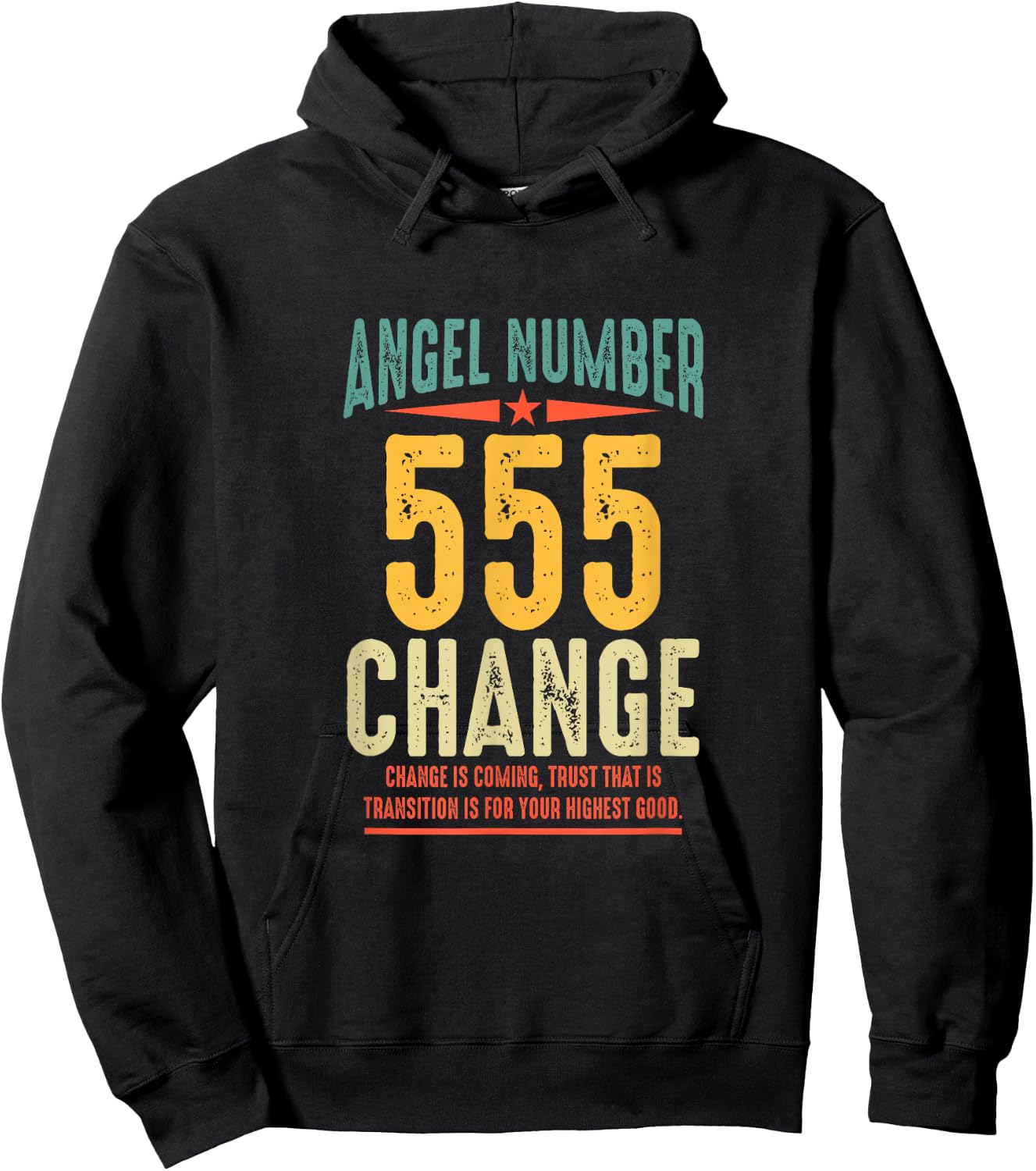 Angel Number 555 Change Retro Vintage Numerology Spiritual Hoodie - Hoodie | Black