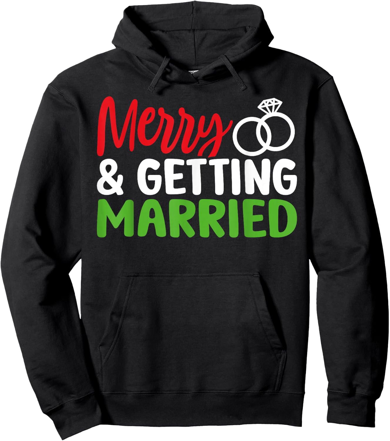 Merry and Getting Married Couples Christmas Pjs Pajamas Hoodie - Hoodie | Black