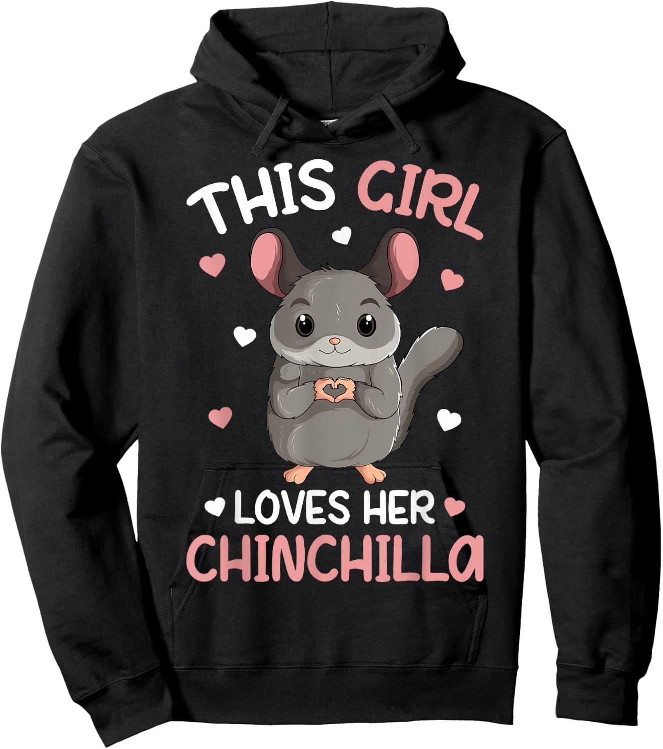 This Girl loves her Chinchilla Kids Girls Hoodie - Hoodie | Black