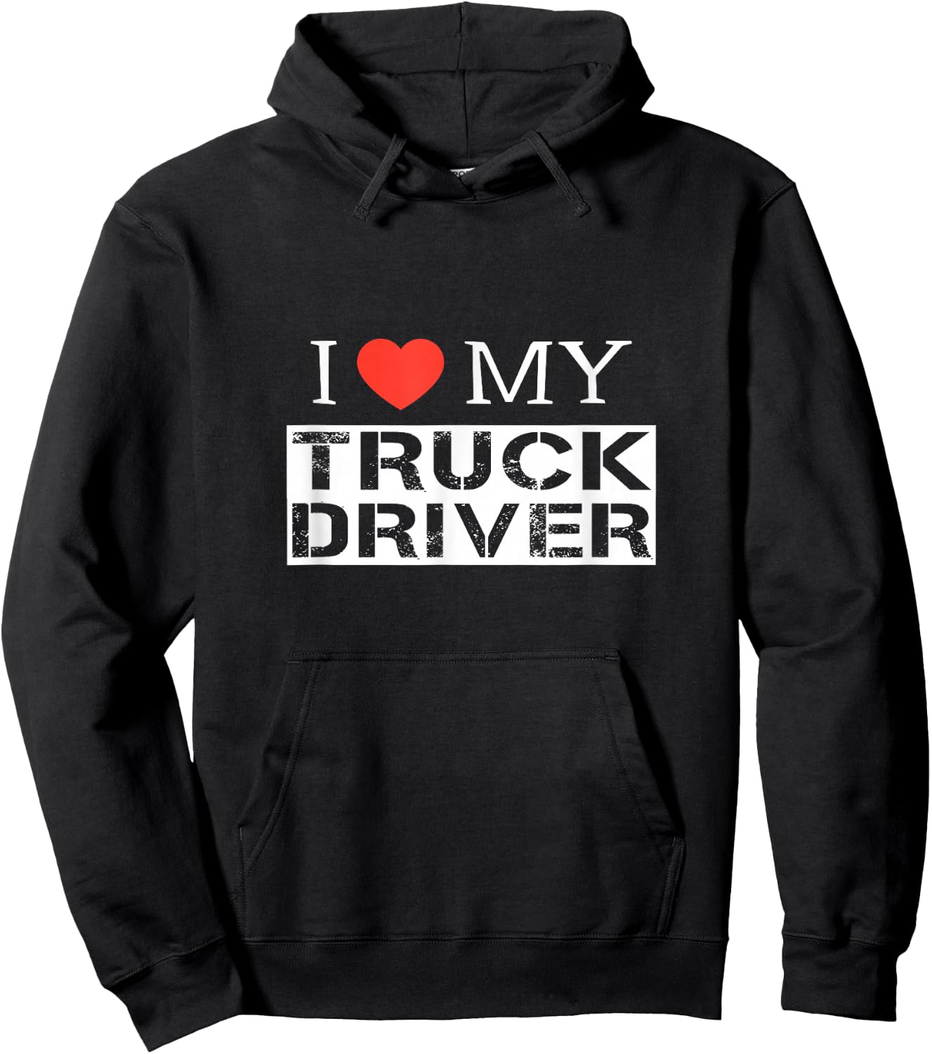 I Love My Truck Driver Trucker Girlfriend Wife Mom Mother Hoodie - Hoodie | Black