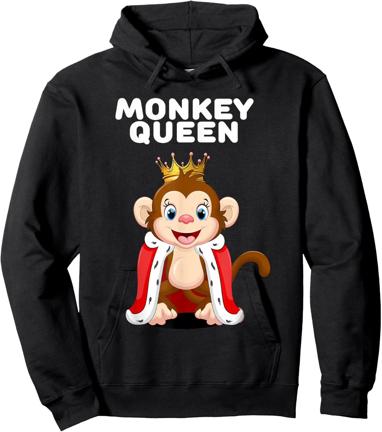 Monkey Shirts for Girls Monkey Queen | Black Cartoon Monkey Hoodie - Hoodie | Black