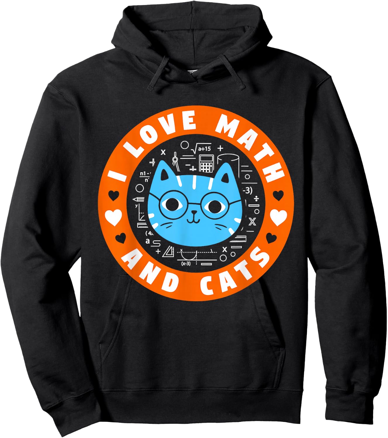 I Love Math And Cats Funny Cat Lover Math Teacher Hoodie - Hoodie | Black