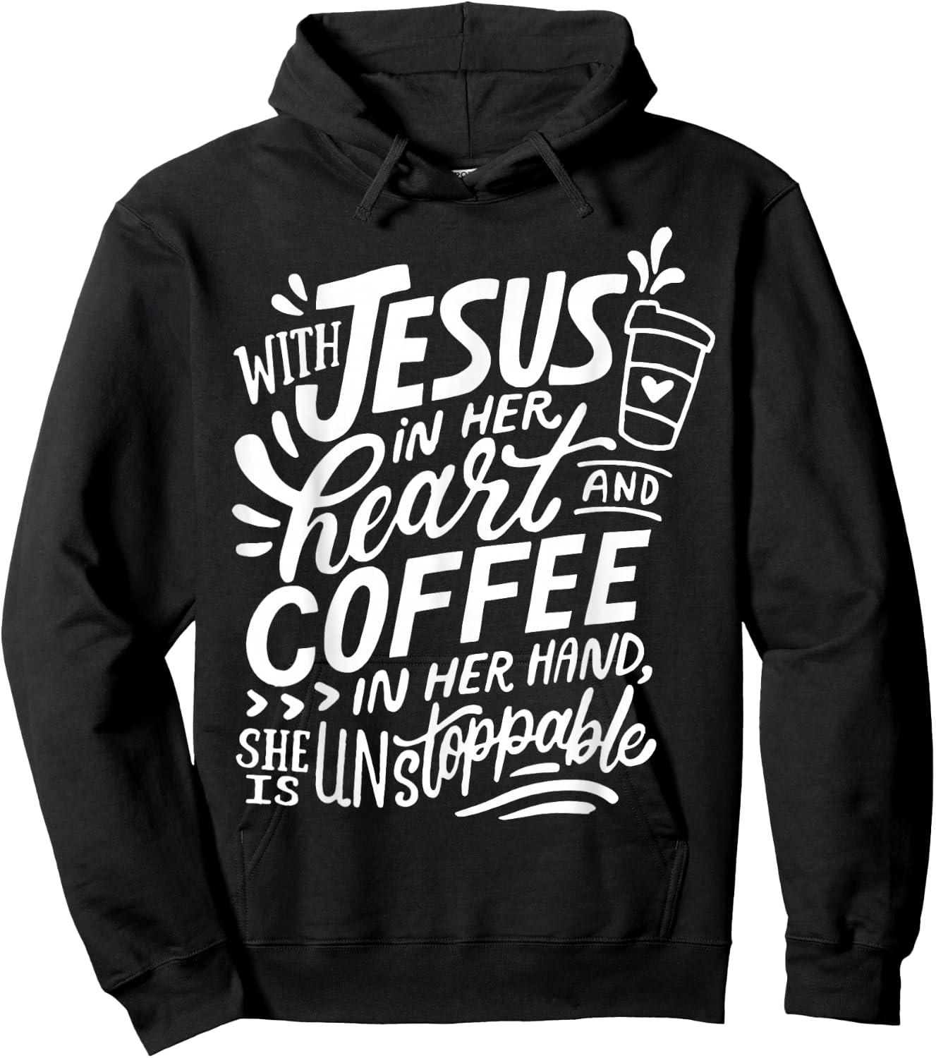 With Jesus In Her Heart And Coffee In Her Hand Hoodie - Hoodie | Black