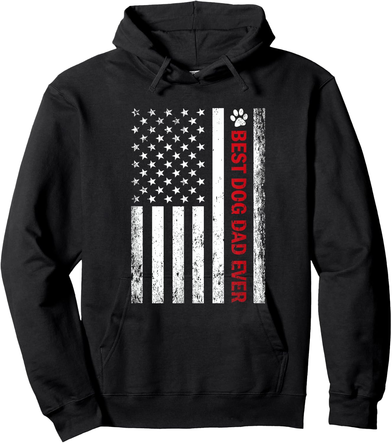 Best Dog Dad Ever American Flag Hoodie - Hoodie | Black
