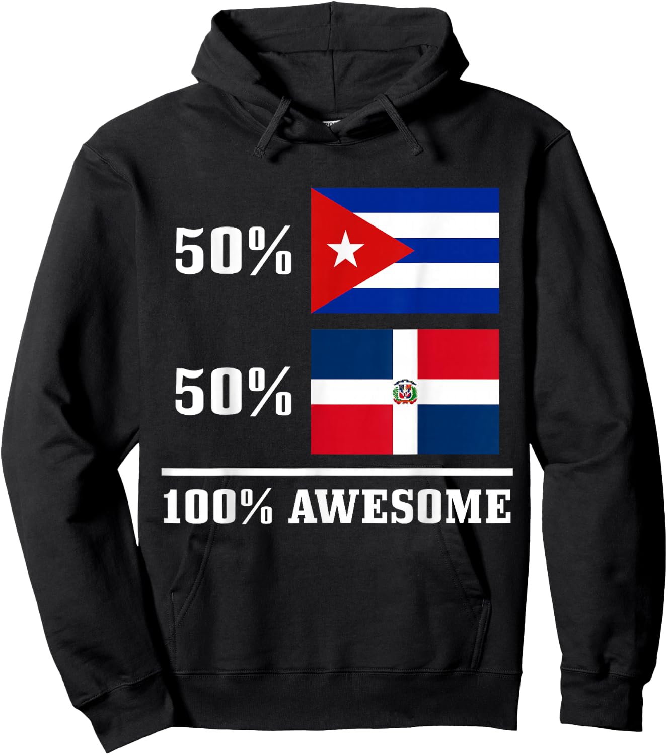 50% Cuba 50% Dominican Republic Cuban Flag Pride Heritage Hoodie - Hoodie | Black