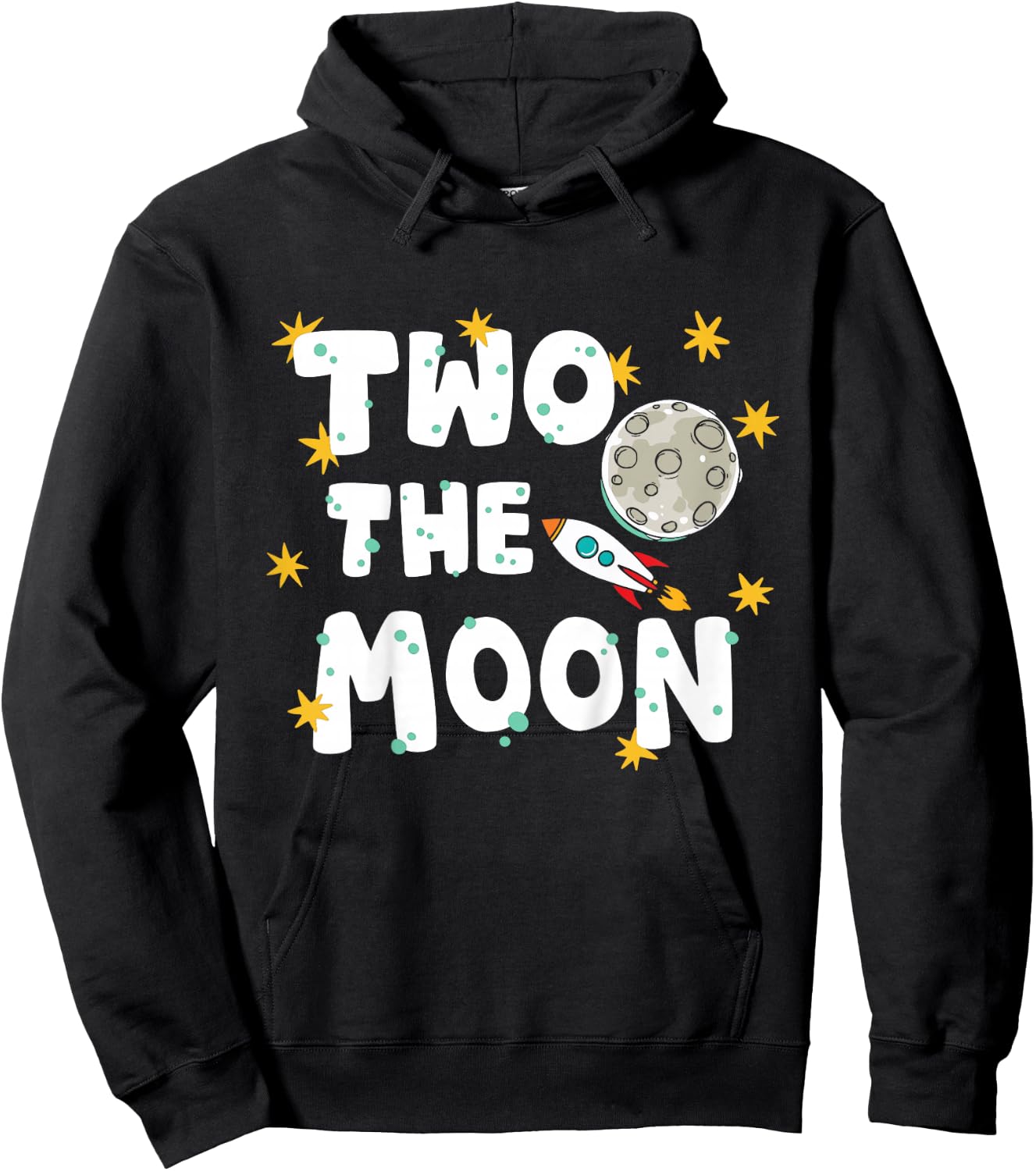 Kids Two The Moon 2 Year Old Birthday Boy Space Astronaut Bday Hoodie - Hoodie | Black