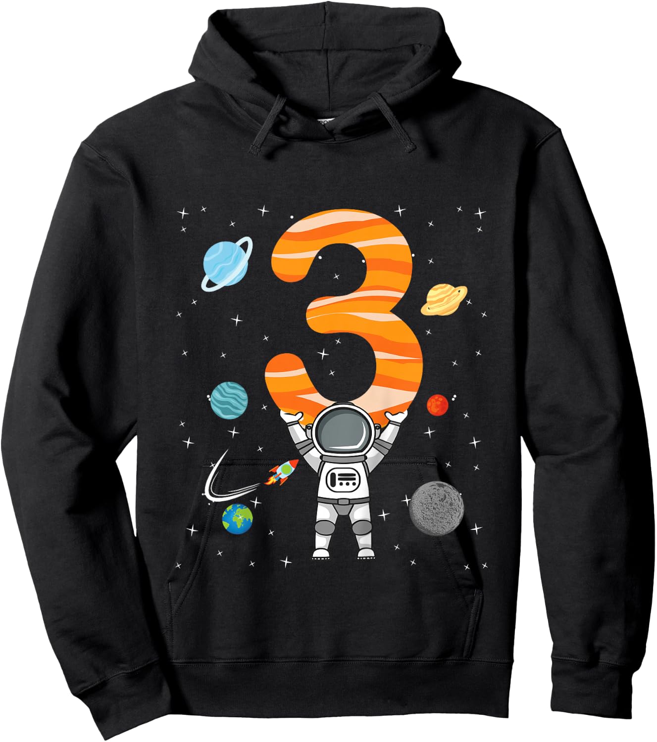 3rd Birthday Astronaut 3 Years Old Birthday Boy Gifts Hoodie - Hoodie | Black