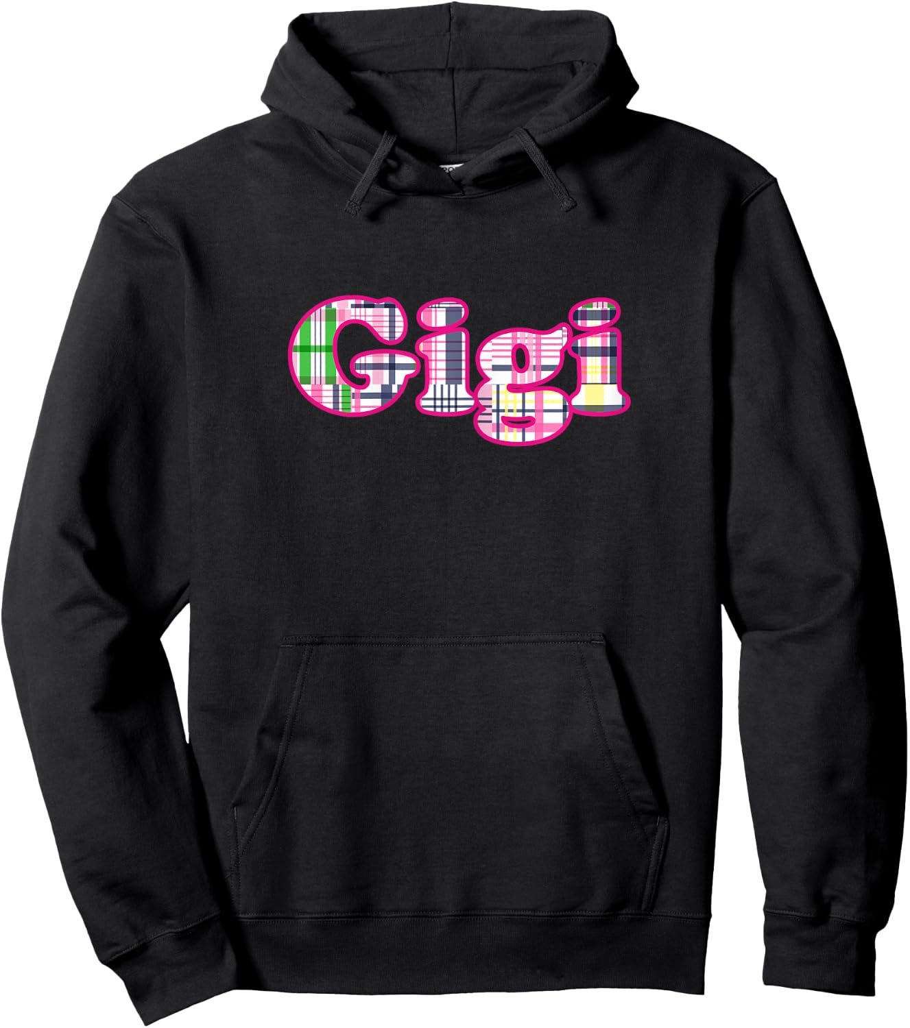 Cute Gigi Madras Plaid for the Southern Preppy Grandma Hoodie - Hoodie | Black
