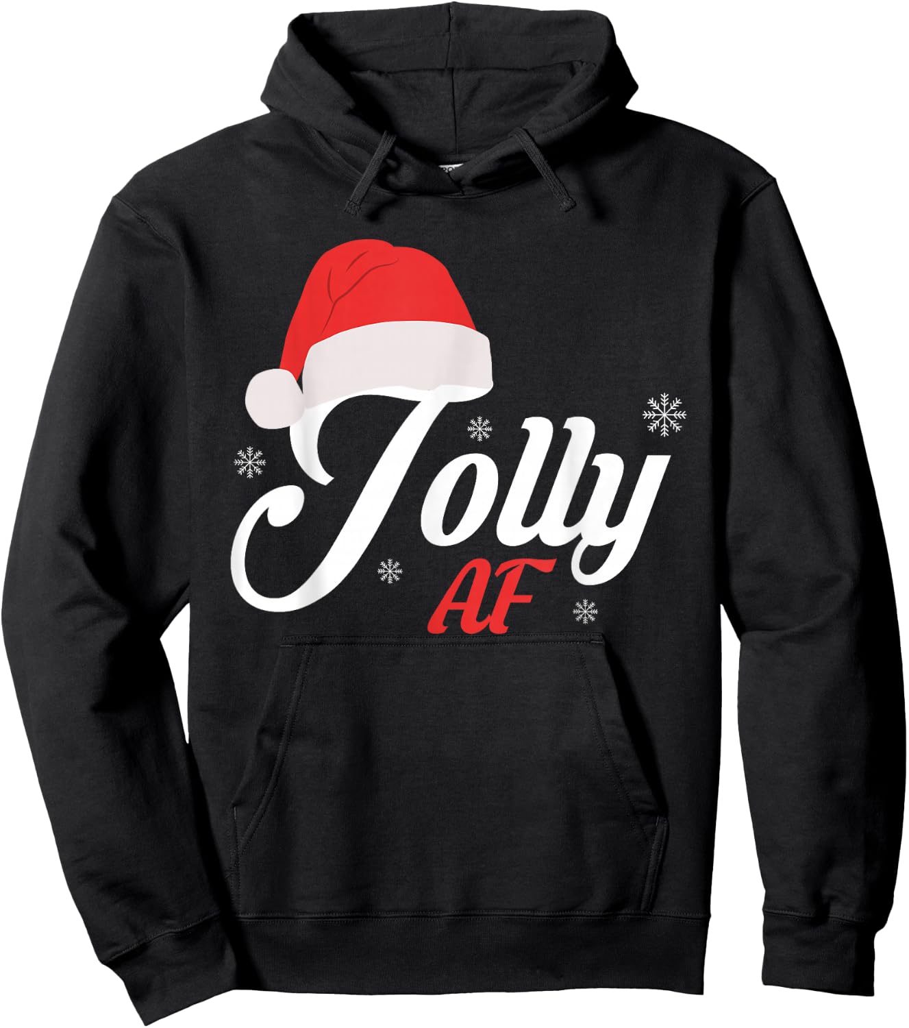 Jolly Santa Hat Snowflakes Merry Christmas Hoodie - Hoodie | Black