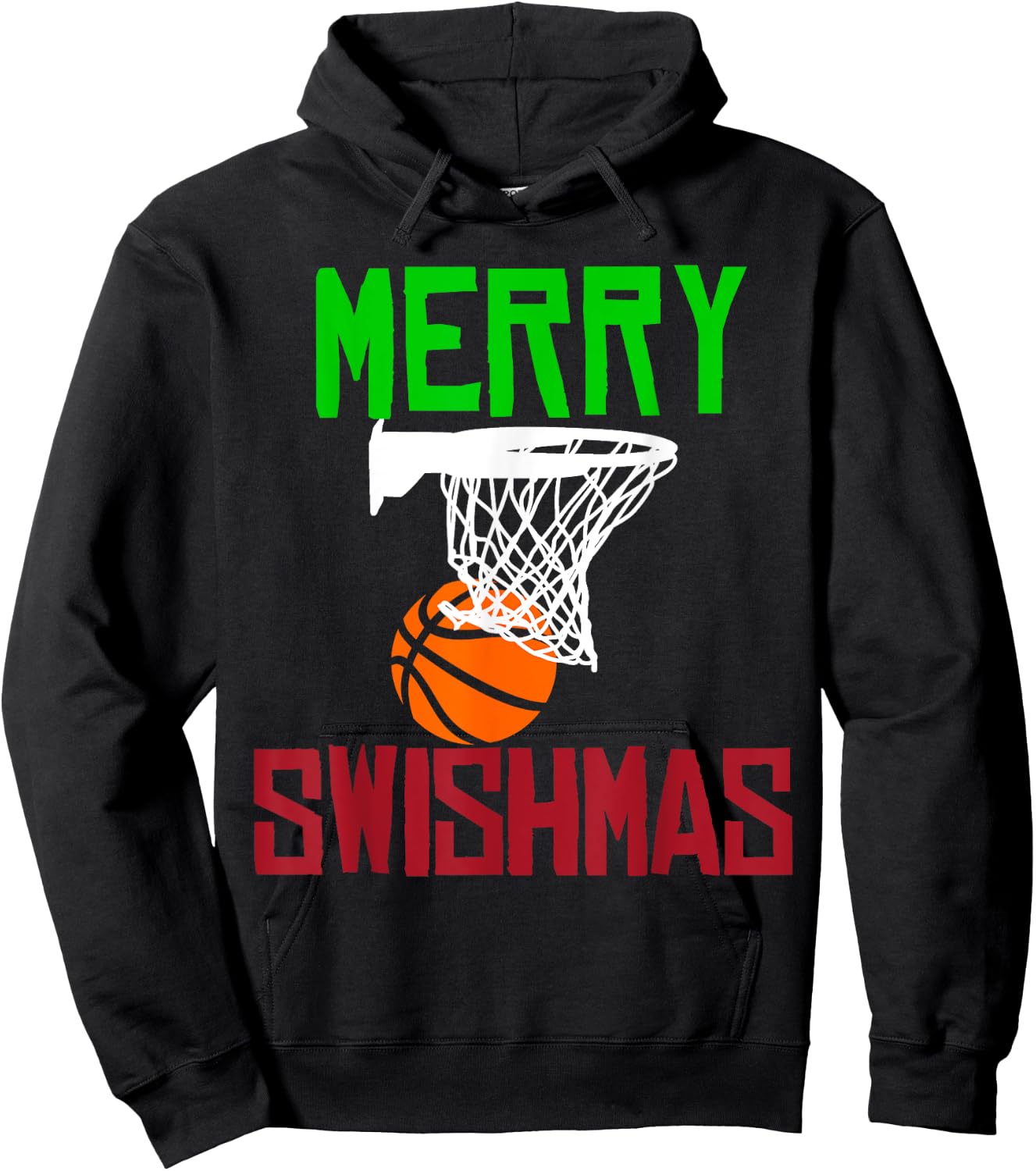 Merry Swishmas funny Christmas basketball Hoodie - Hoodie | Black