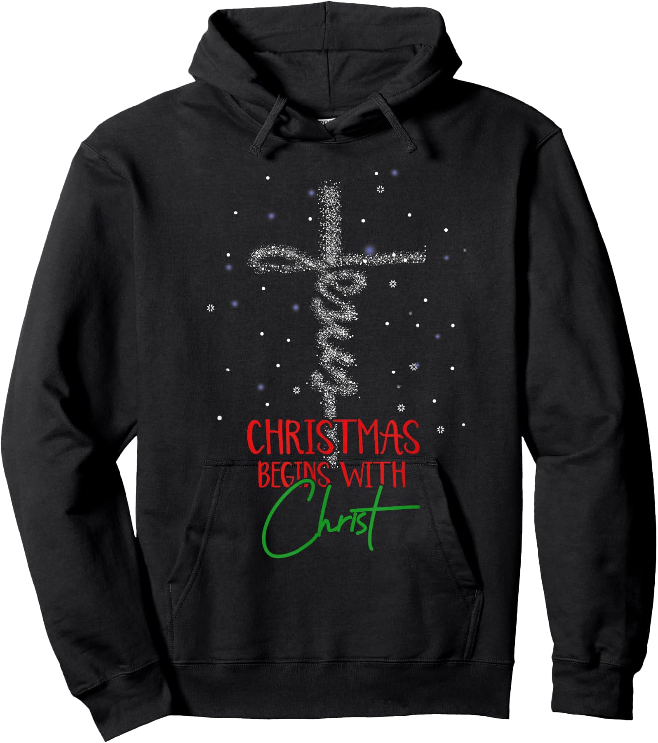 Christmas Begins with Christ Snowman Christian Religious Hoodie - Hoodie | Black