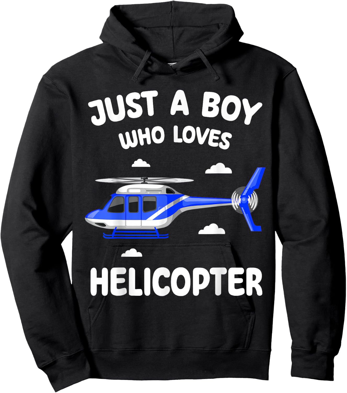 Just A Boy Who Loves Helicopters Toddler Kids Aviator Pilot Hoodie - Hoodie | Black