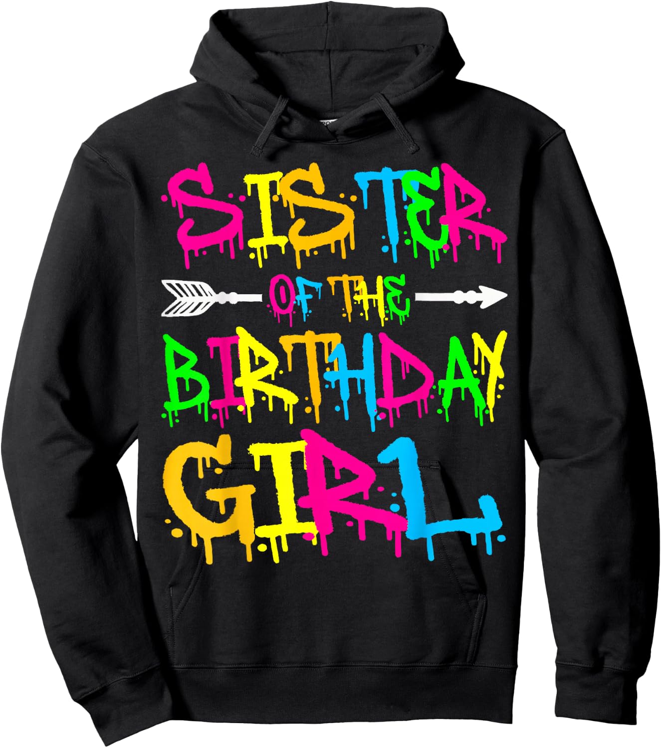 Sister of the Birthday Girl Retro 80's Party Shirt Hoodie - Hoodie | Black