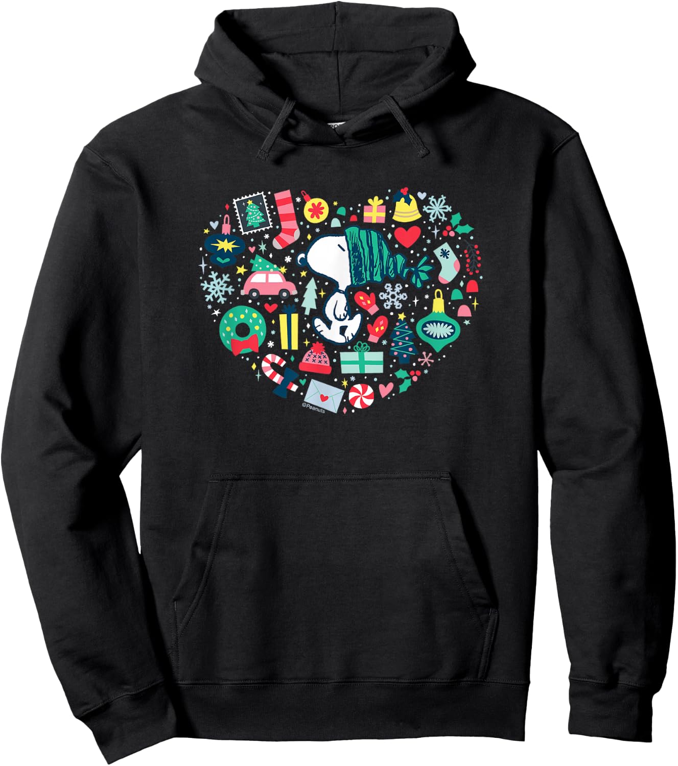 Peanuts - Snoopy Holiday Icons Heart Hoodie - Hoodie | Black